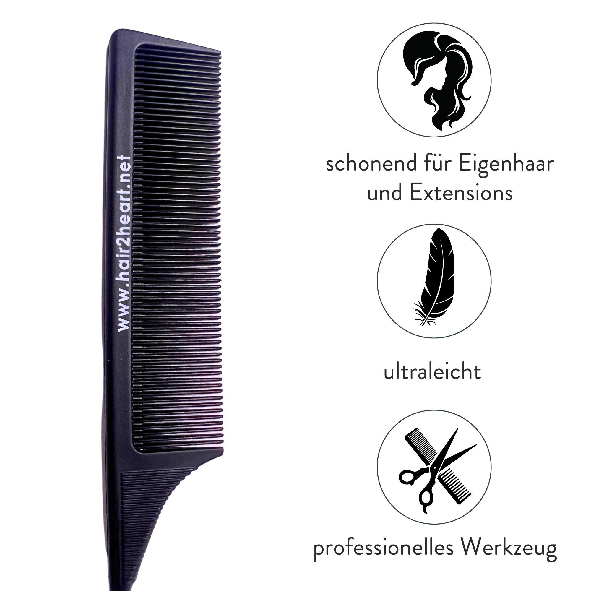 hair2heart Echthaar-Extension Stielkamm