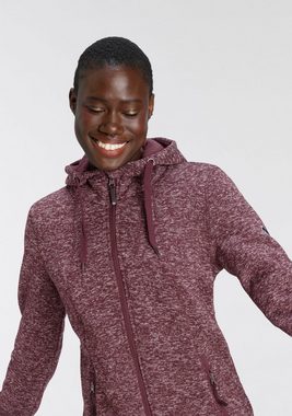 Polarino Strickfleecejacke mit Jersey gefütterter Kapuze