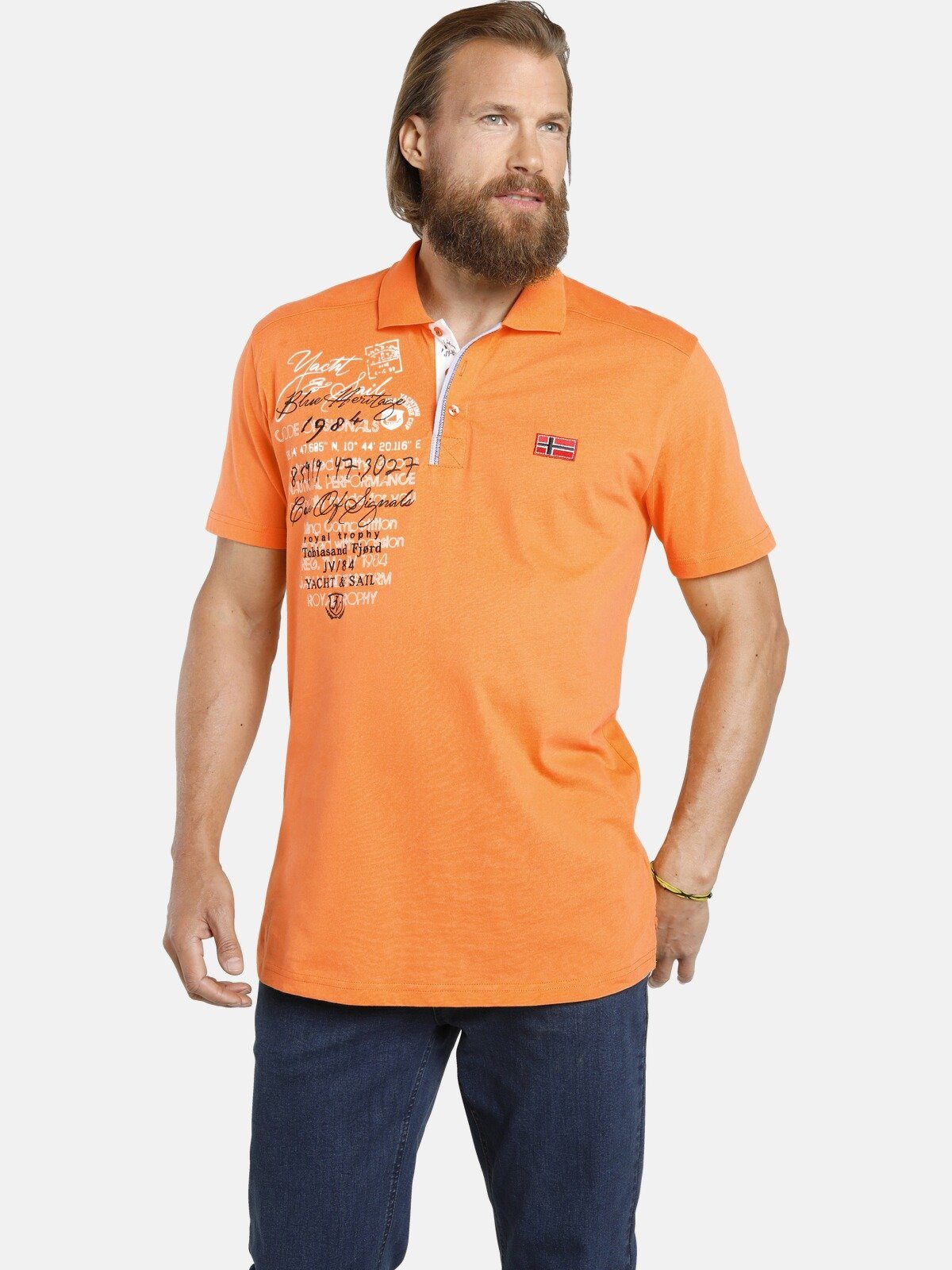 JANO Jersey-Qualität orange weicher Poloshirt Jan aus Vanderstorm