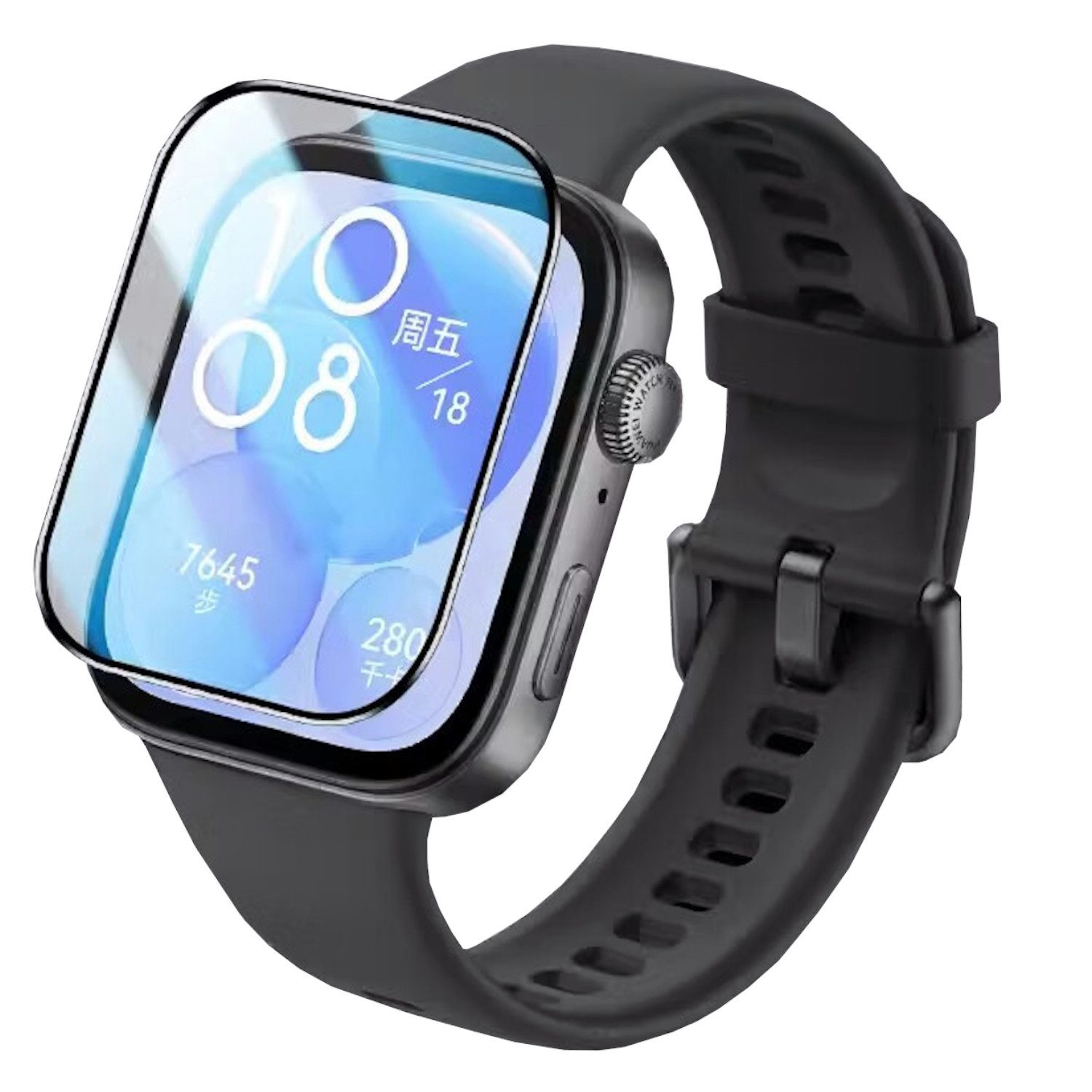 Wigento Smartwatch-Hülle Für Huawei Watch Fit 4 / 4 Pro / 3 2.5D 0,26mm H9 Transparent Folie, H9 Glas Display Schutz Folie