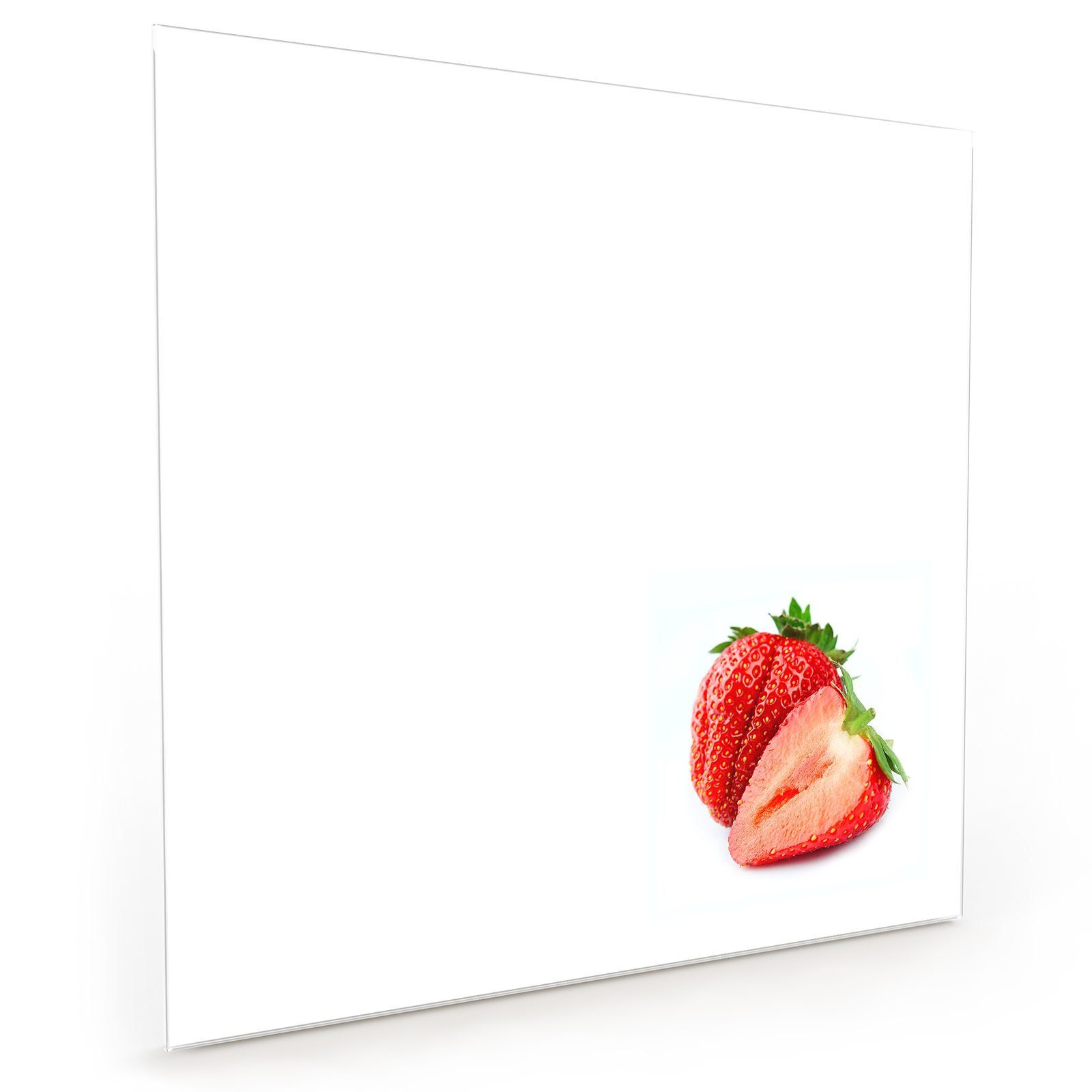 Küchenrückwand ganz Primedeco Glas Spritzschutz halbiert und Erdbeeren