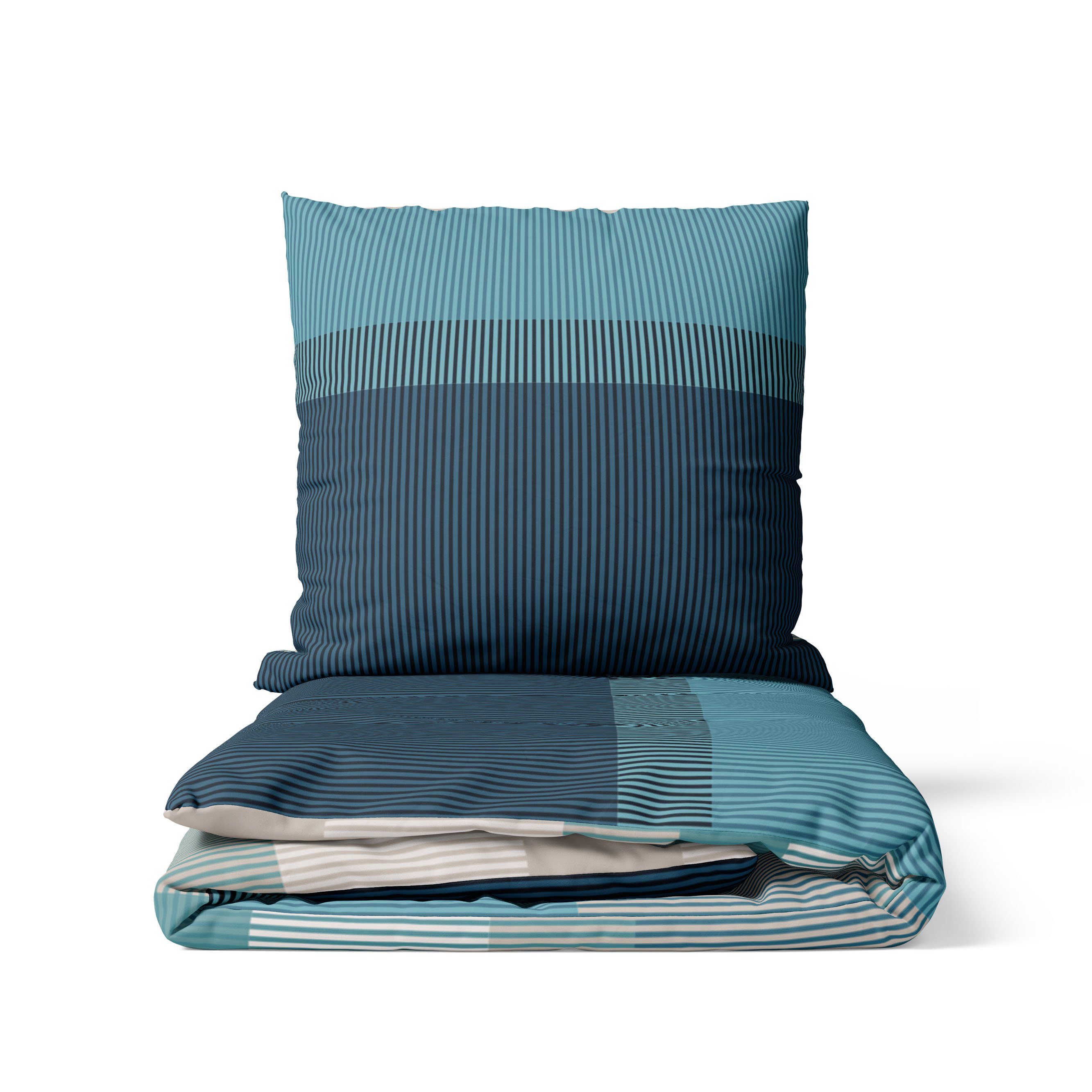 Bettwäsche »LARAWELL Bettwäsche 135x200 Baumwolle blau grau Streifen  PREMIUM«, LARAWELL online kaufen | OTTO
