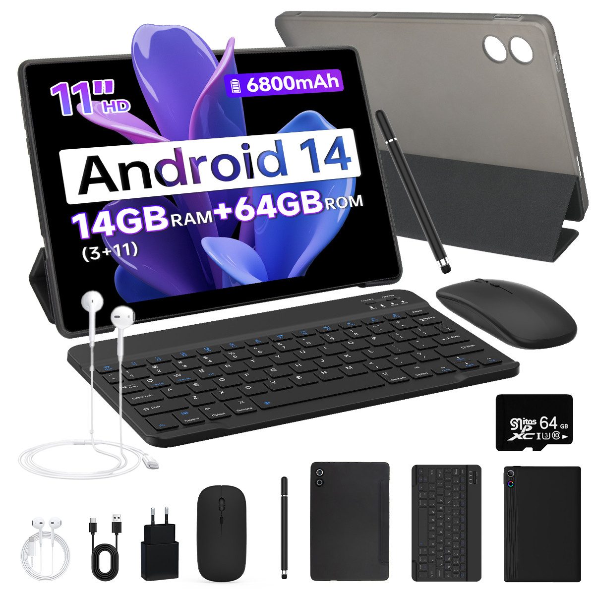 11 Zoll Octa-Core 14G+64G 6800mAh Maus Tastatur Handschrift Stift Set Tablet