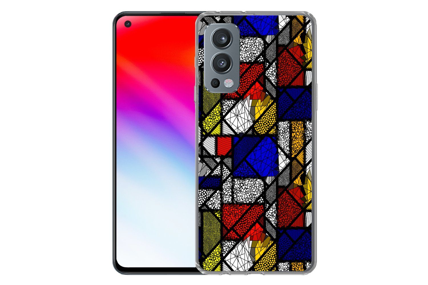 MuchoWow Handyhülle für OnePlus Nord 2 5G Mondrian - Glasmalerei - Alte Meister - Kunstwer, Phone Case, Silikon, Schutzhülle Dünn