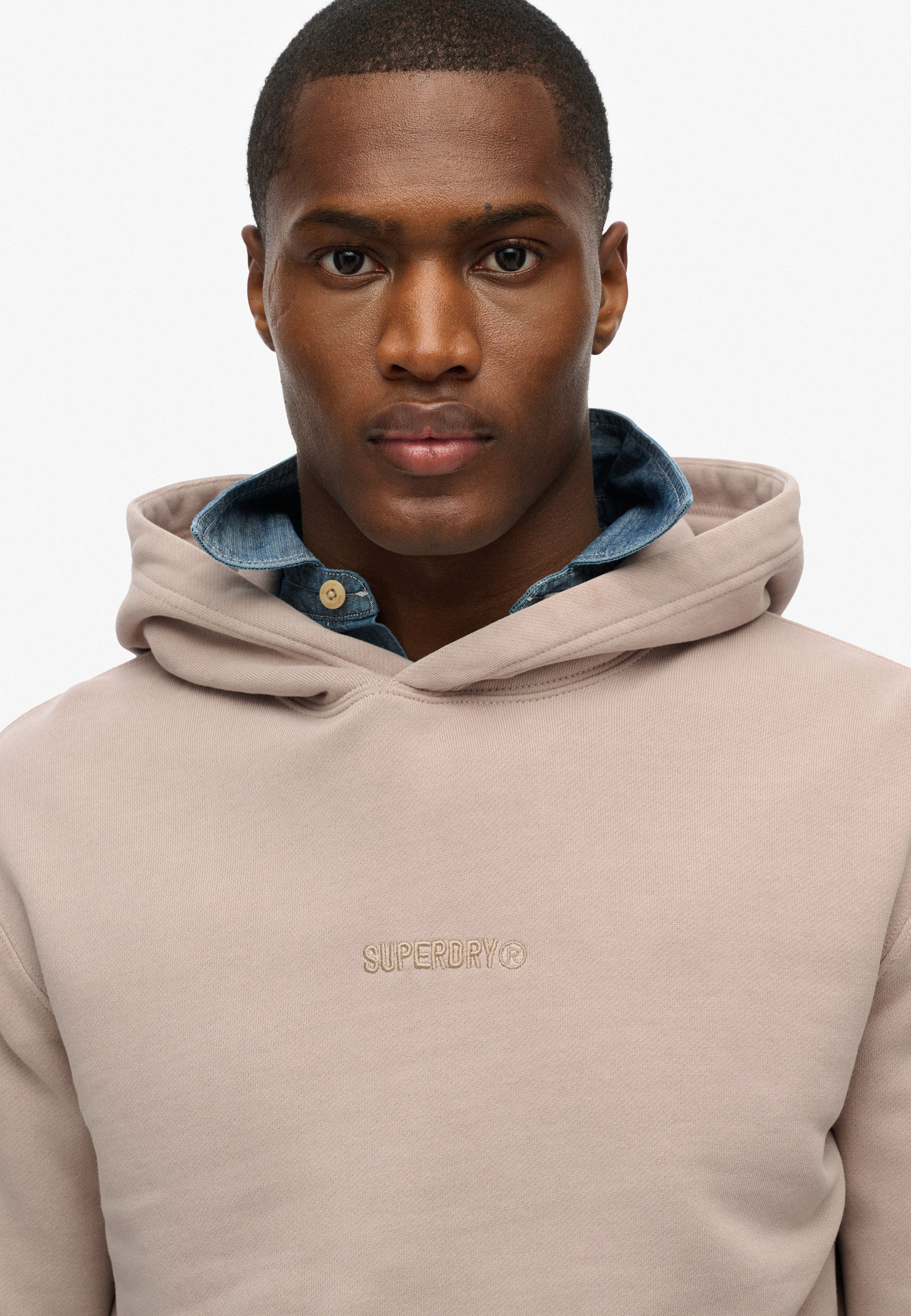 Superdry Kapuzensweatshirt MICRO LOGO HOOD aus Baumwolle und Polyester, Relaxed Fit, angeraute Sweatware