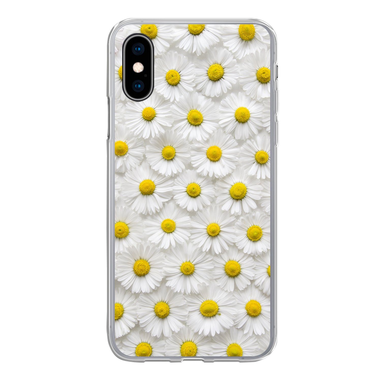 MuchoWow Handyhülle für Apple iPhone X Ein florales Muster aus Gänseblümchen, Smartphone-Bumper, Print, Handy Schutzhülle Dünn