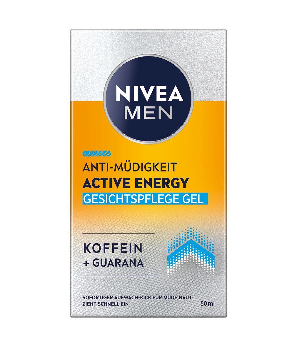 Nivea Men Gesichtsgel Active Energy Gesichtspflege Gel Anti-Müdigkeit 2x50ml Set, mit Guarana
