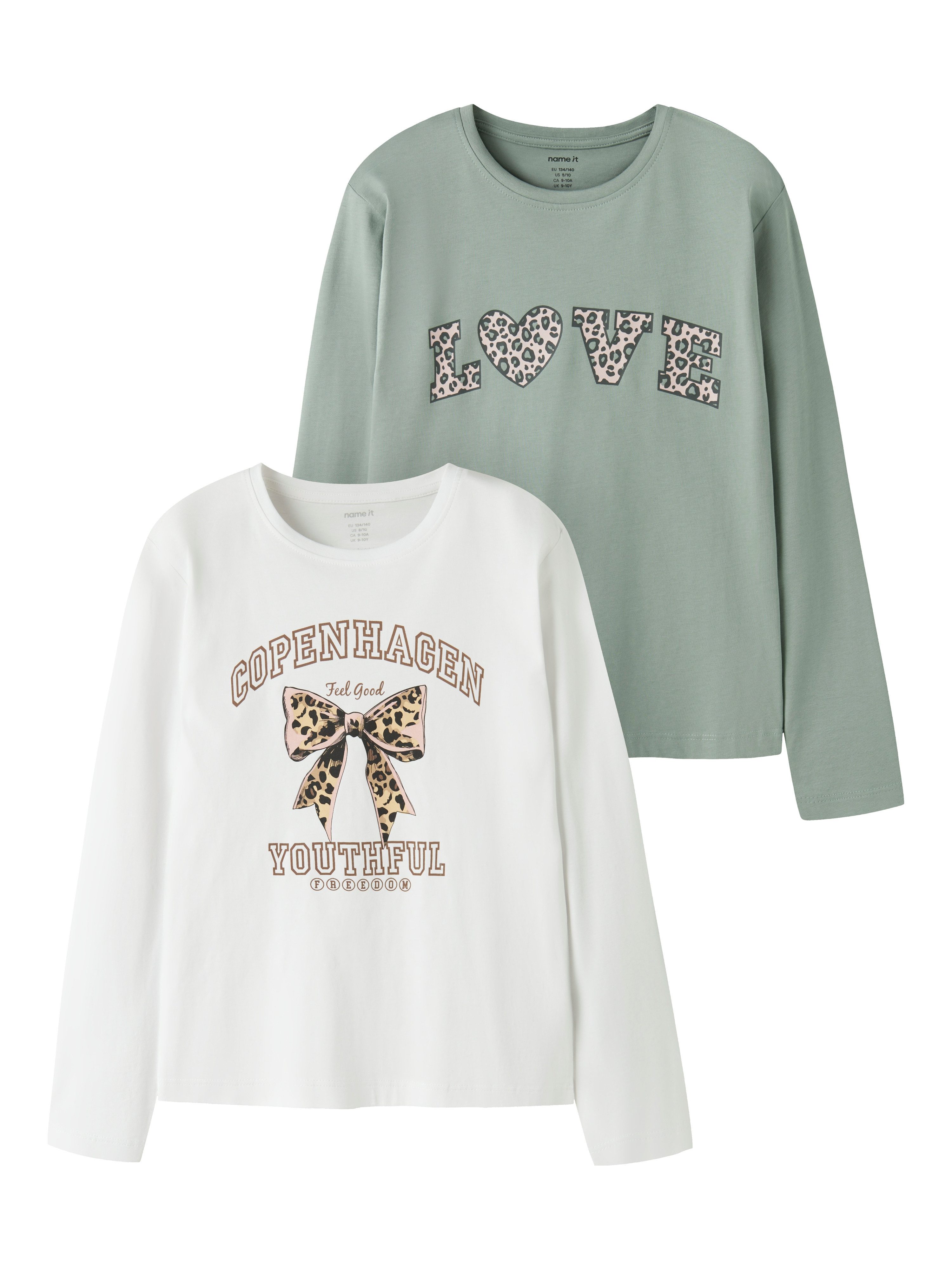 Name It Langarmshirt NKFVEEN 2P LS NREG TOP (Packung, 2-tlg) Baumwolle, regular fit