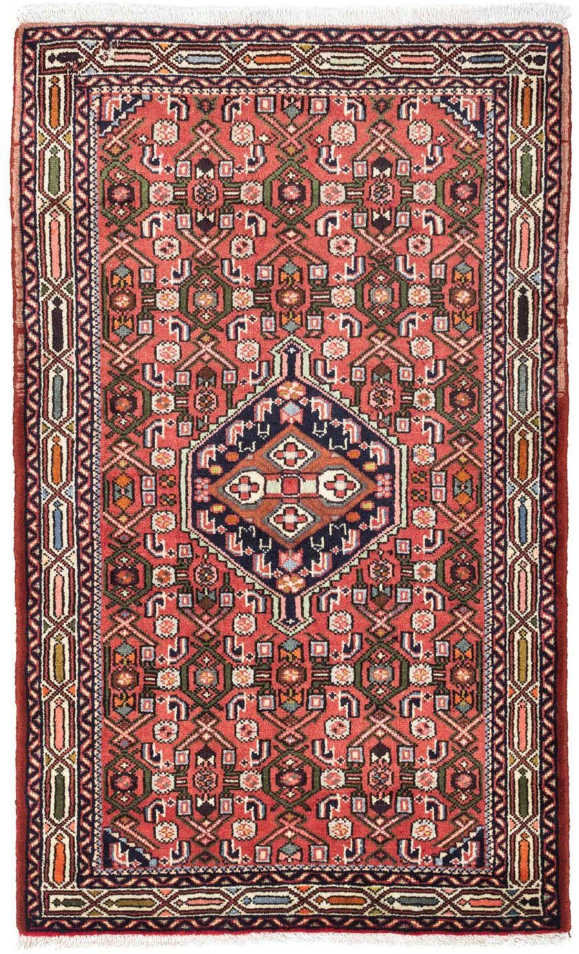 Wollteppich Hosseinabad Höhe: Rosso 125 80 x mm, morgenland, Handgeknüpft 10 rechteckig, cm, Medaillon chiaro
