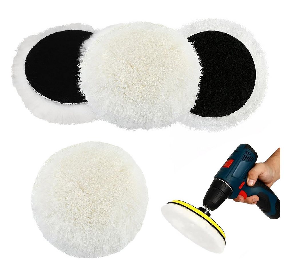 AFKSMILE Polierpad 4 Stück Polierpad,Lammwolle Polierscheiben mit Bosch Exzenterschleifer, 125mm Polieraufsatz Kompatibel für Exzenterschleifer mit Klett
