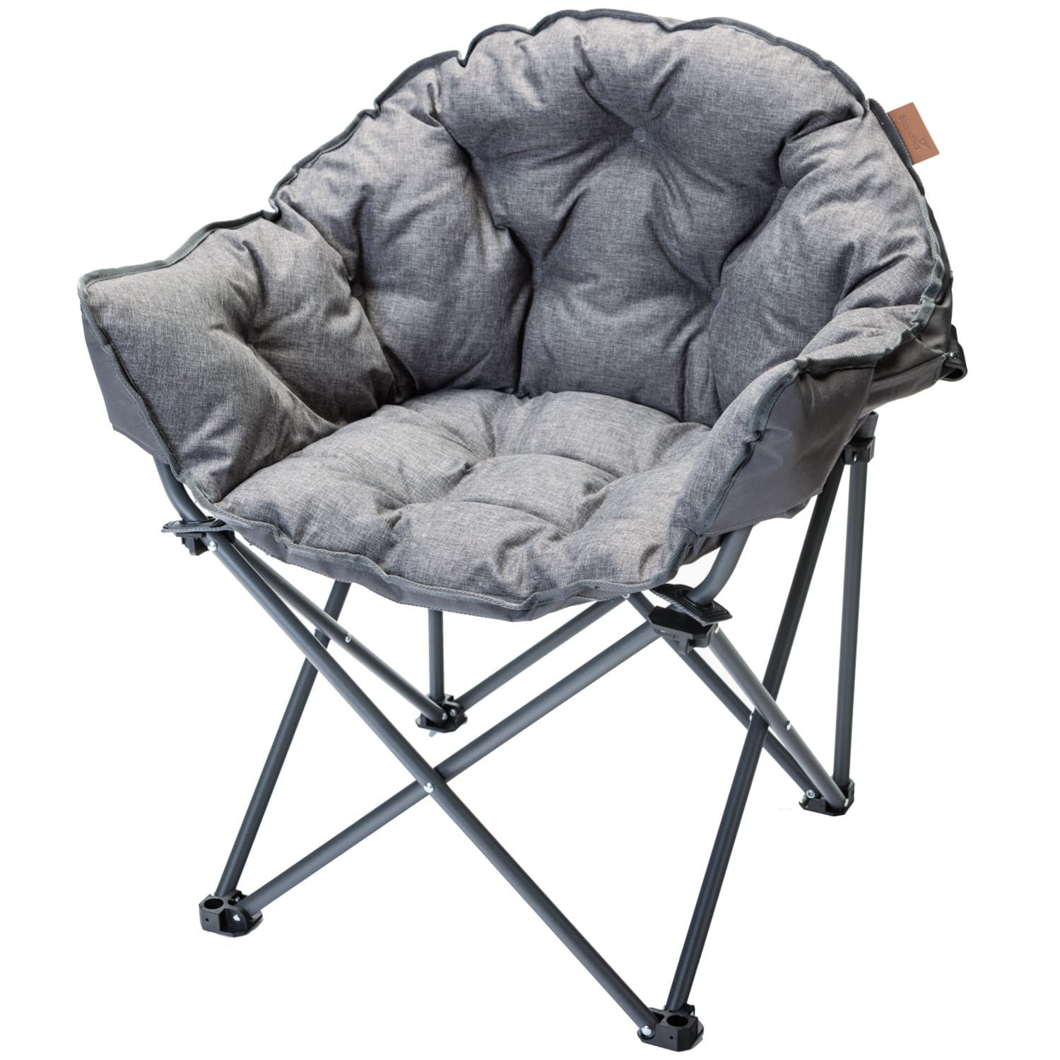 Skandika Campingstuhl Moonchair Premium XL, gepolsterter, bequemer Klappsessel mit Lehne (robust und pflegeleicht), Faltstuhl, Gartenstuhl, Tragetasche, bis 150kg, Indoor/Outdoor, Balkon