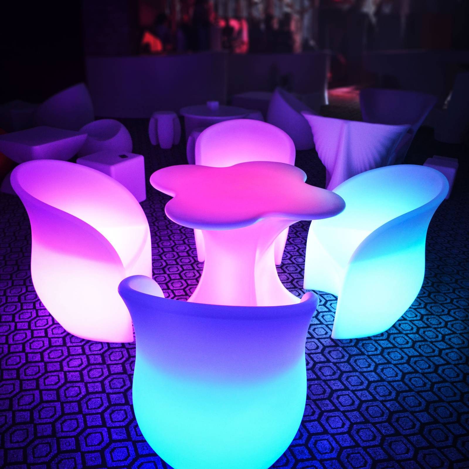 Royal Catering Bistrotisch LED-Tisch farbiges Licht 80 x 80 x 70 cm mattweiß Fernbedienung