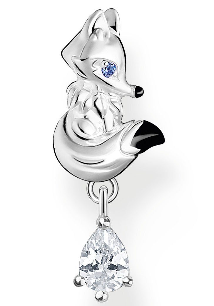 THOMAS SABO in mit Polarfuchses mit Fuchs Stein, weißem 3D-Optik H2257-041-7, Zirkonia in eines Form (synth), Einzel-Ohrstecker Detailverliebter Single-Ohrstecker