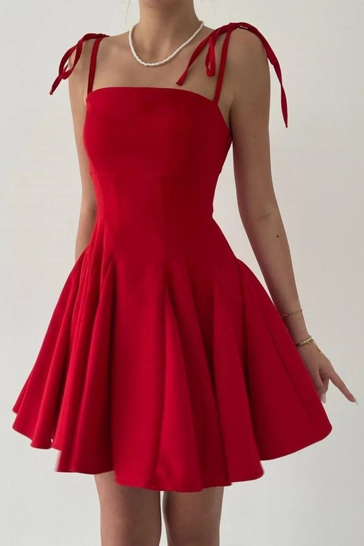 WOMAN VISION Minikleid Damen Prinzessin Rot Kleid mit dünnen Trägern und Fr günstig online kaufen