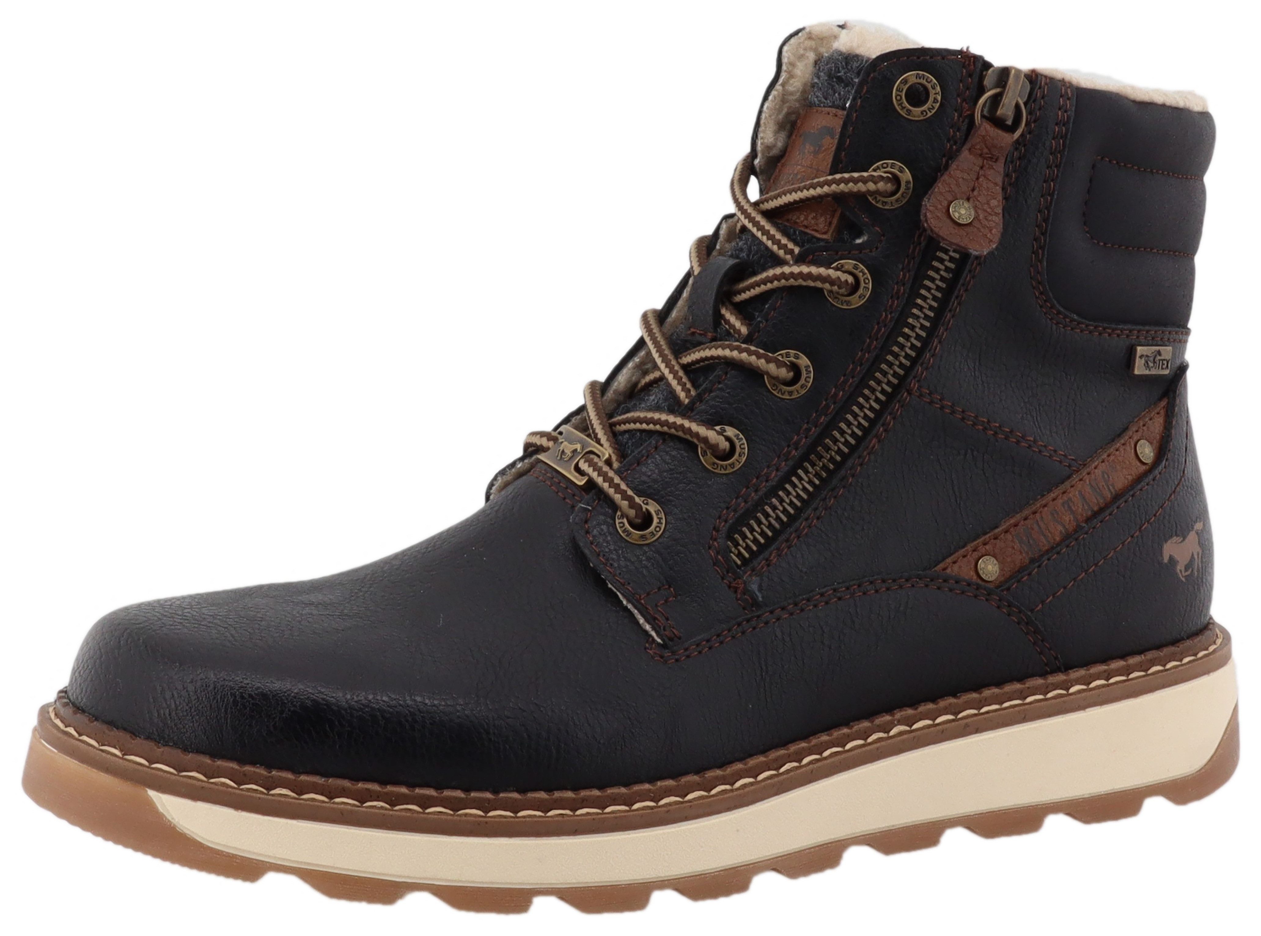 Mustang Shoes Elio Winterstiefelette Schnürstiefel, Winterstiefel mit Warmfutter