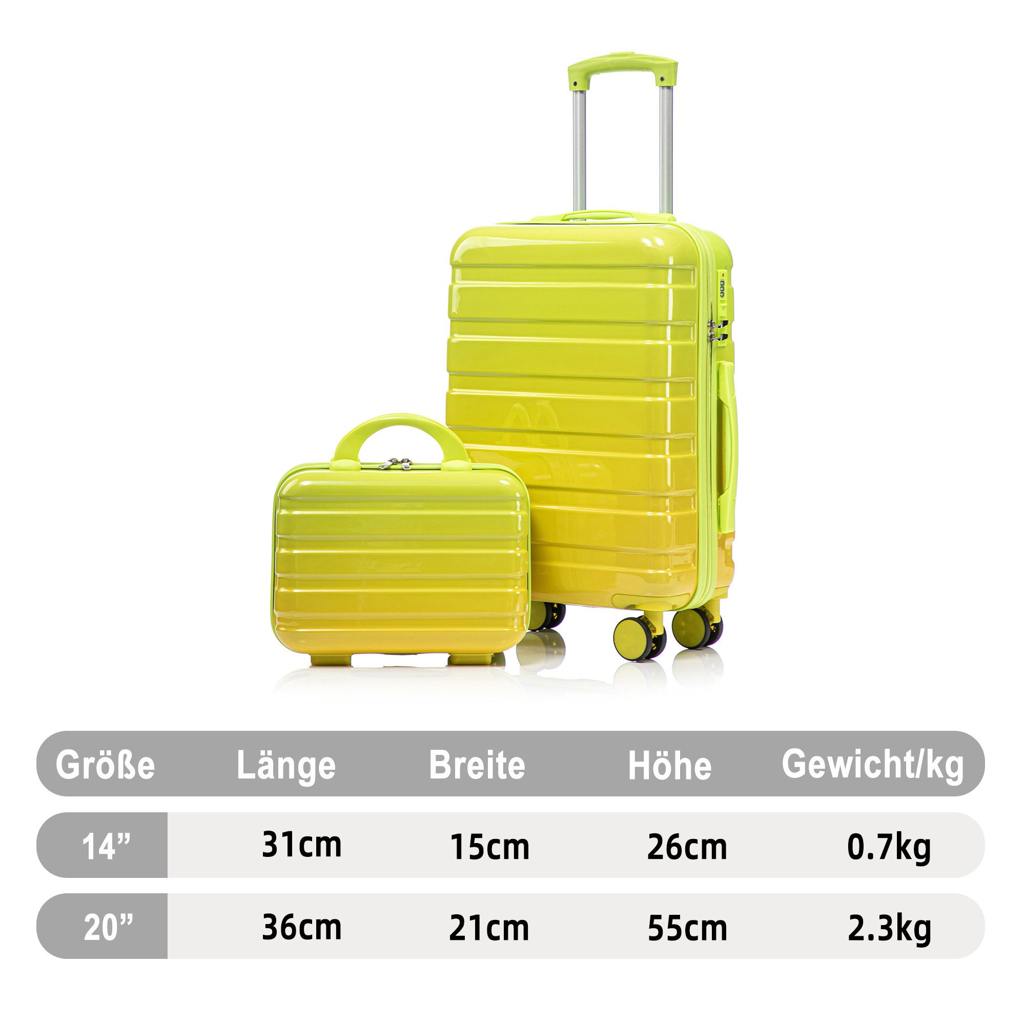 LVHOM Hartschalen-Trolley Handgepäck-Trolley&Koffer 2/4-St.14"/20"/24"/28", leise Rädern für Tour, Geschäftstrip, Familienurlaub, längere Erkundungen, Flughafentransfers