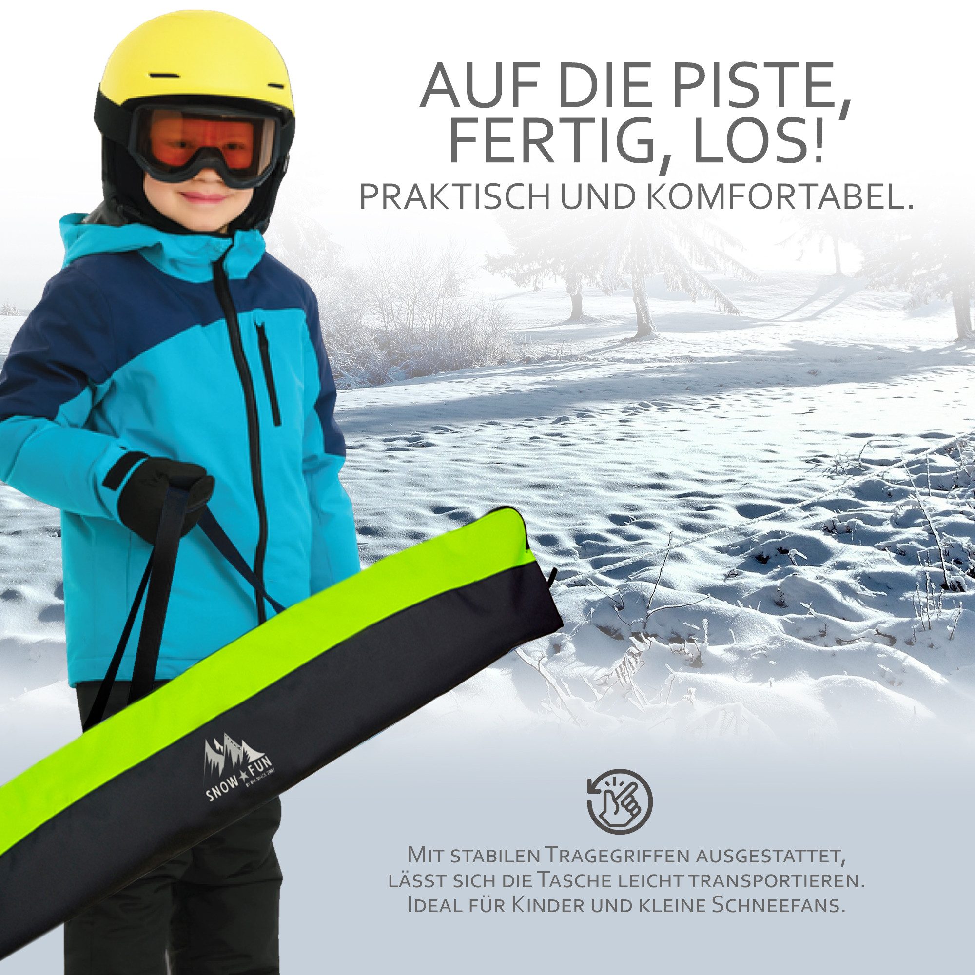 BambiniWelt by Rafael K. Skitasche Skitasche für Kinder Skisack für Ski und Skistöcke Skibag Skicover