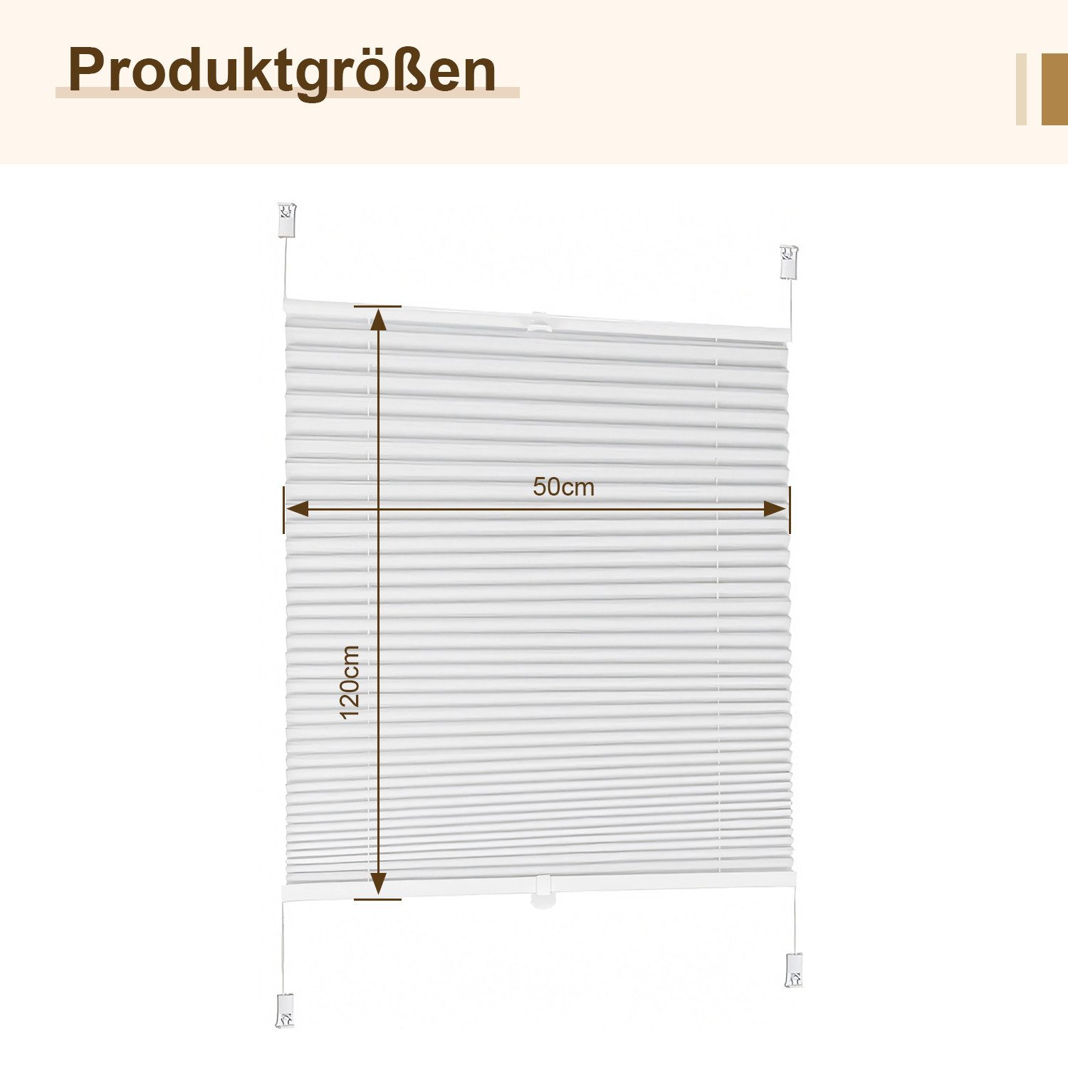 HEYHIPPO Plissee Plissee Klemmfix 120 cm hoch – ohne Bohren, weiß – 50-70 cm breit, Klemmfix Plissee, Inklusive Montagematerial, Plissee ohne Bohren–faltbarer Sicht & Sonnenschutz für Fenster & Türen