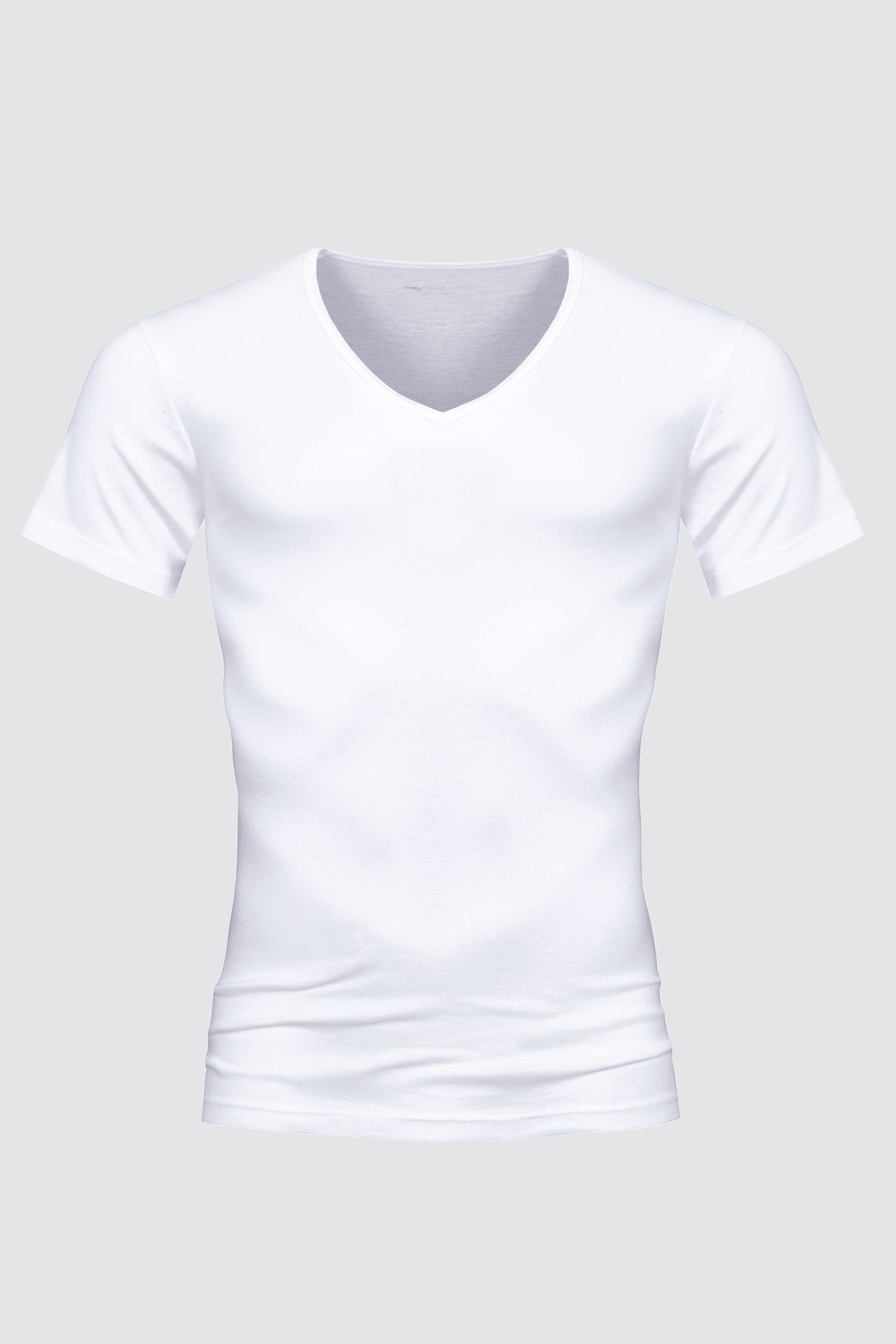 Cotton (1-tlg) Casual Mey Serie unifarben Weiss V-Shirt