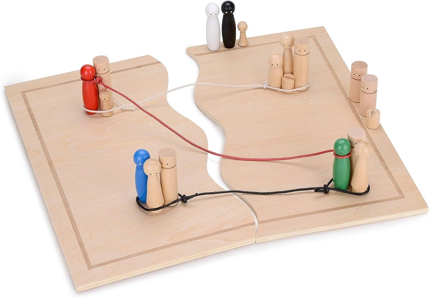 ideen.kollektiv Lernspielzeug Systembrett Familienbrett Beziehungsbrett 44 Teile, aus Vollholz gefertigt, Aufbewahrungsbeutel aus dicker Baumwolle