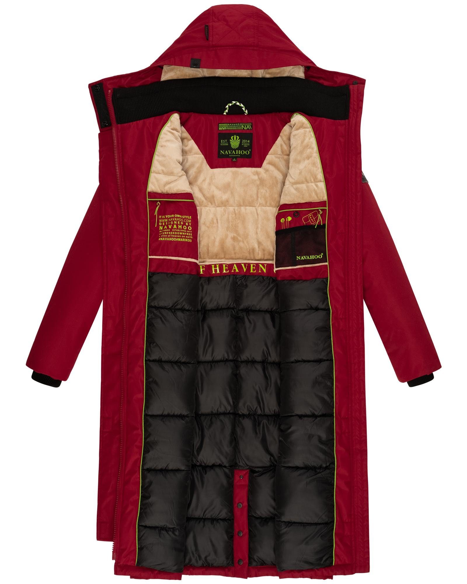 Navahoo Wintermantel Hokulanii Langer Winter Damenmantel mit Taillengürtel