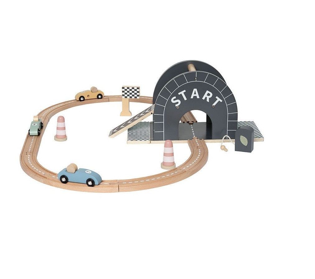 JaBaDaBaDo Spielzeug-Auto Autogarage mit tollen Holzautos und Pylonen 2J+