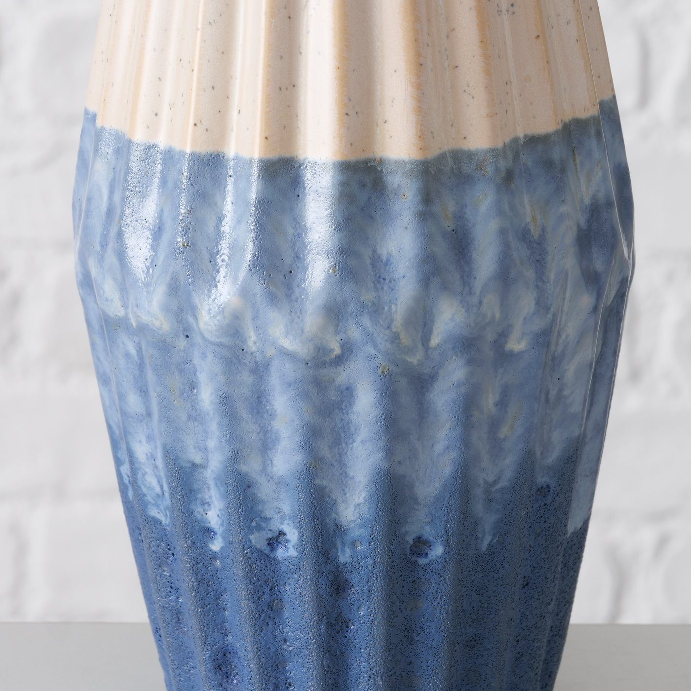 Vase Dekovase 2er "Inma" BOLTZE Keramik in blau/beige, Blumenvase aus Set