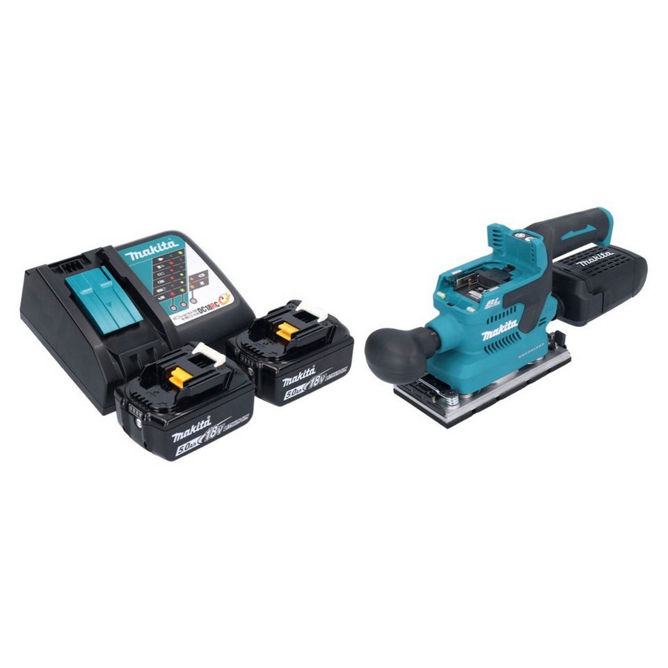Thumbnail - Makita Exzenterschleifer DBO 382 RT Akku Schwingschleifer 18 V 93x185 mm + 2x Akku 5 Ah + Lader