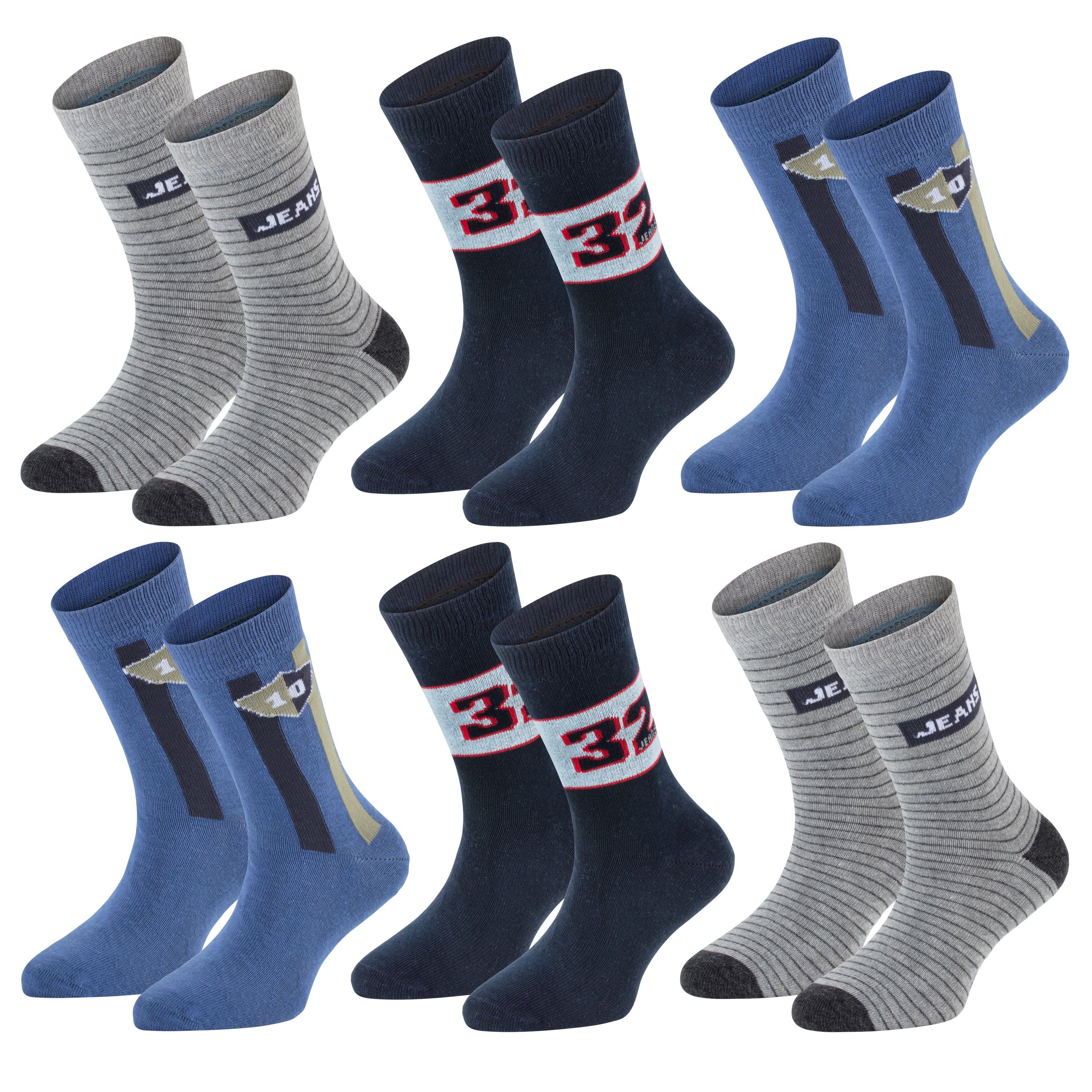 TippTexx 24 Socken 6 Paar bunte Kindersocken, sanfte Baumwolle, für Mädchen & Jungen (6 Paar) handgekettelte, weiche Naht