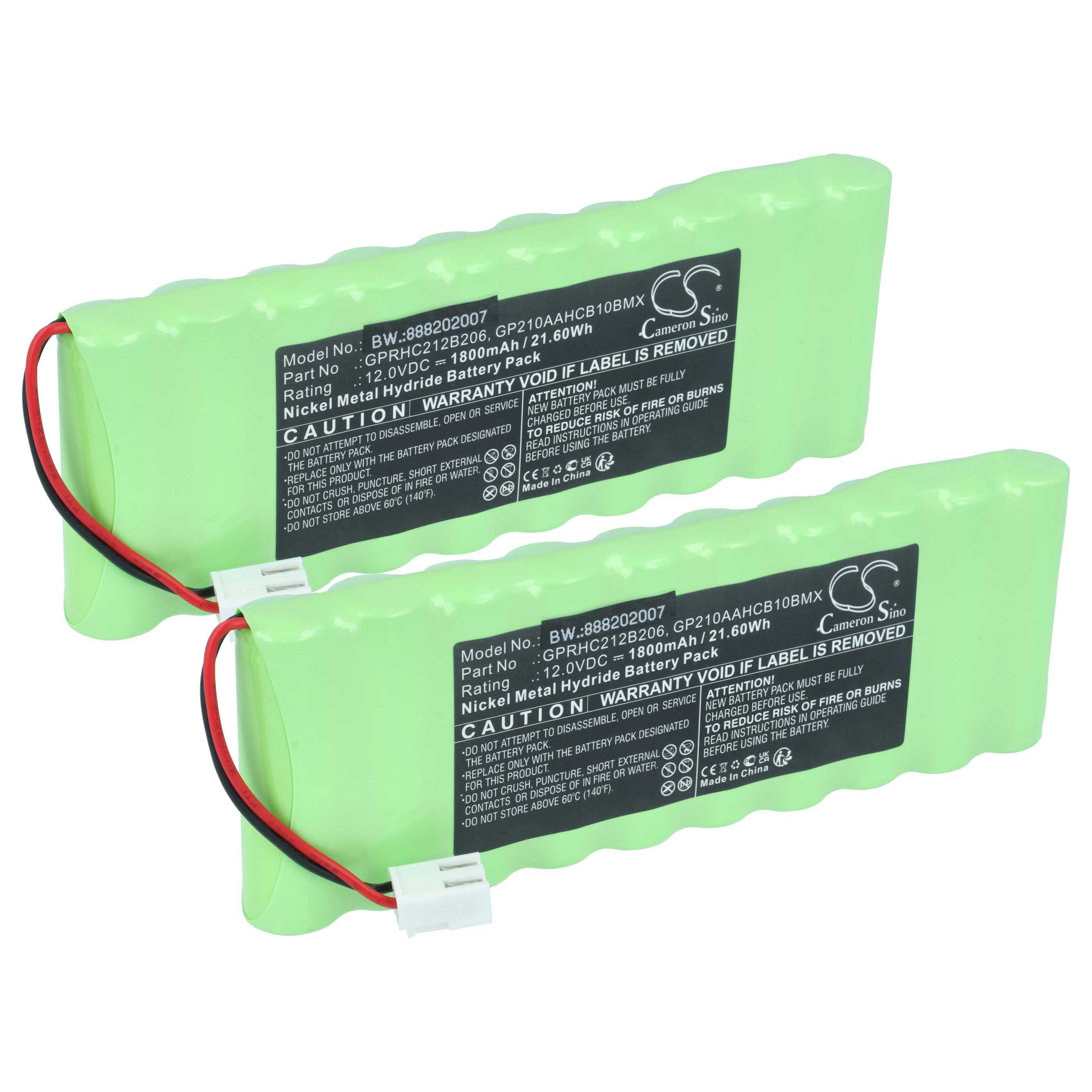 vhbw Akku Ersatz für Roto ZEL 12V, GPRHC212B206 für Rollladen- & Torantrieb Akku Akku NiMH 1800 mAh (12 V, 2 St), Leistungsfähige Austausch-Akkus für Rollladen- und Torantrieb