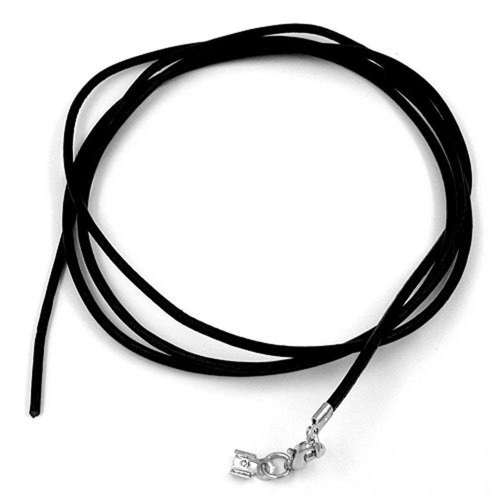 unbespielt Lederband Lederband Kette schwarz Verschluss silberfarben 1m x 2 mm verkürzbar, Modeschmuck für Damen und Herren