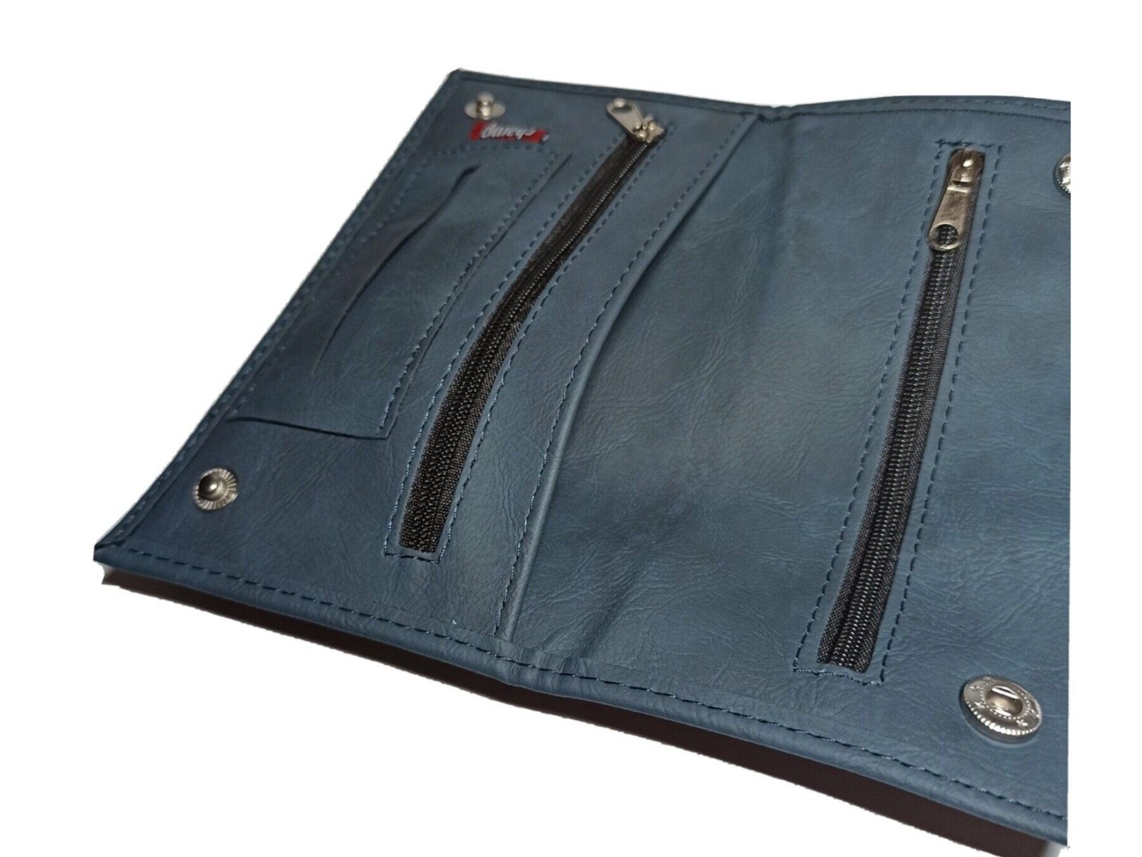 LK Trend & Style Tasche, (insgesamt im Druckknöpfe, schöne Haptik Beutel 3 Lederimitat 2 Set-Spar-Preis), besonders und hochwertig Design Aufbewahrungstasche hochwertiges Blau Reißverschlüsse