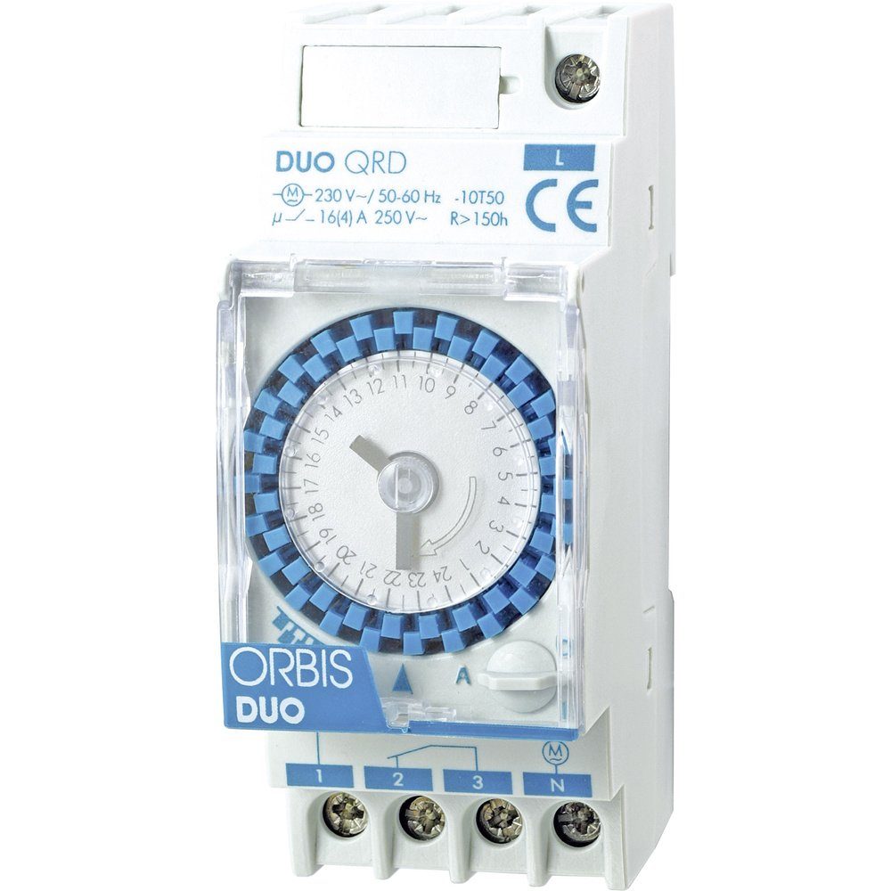 ORBIS Zeitschalttechnik Zeitschaltuhr ORBIS Zeitschalttechnik DUO QRD 230 V Hutschienen-Zeitschaltuhr analog, DUO QRD 230 V