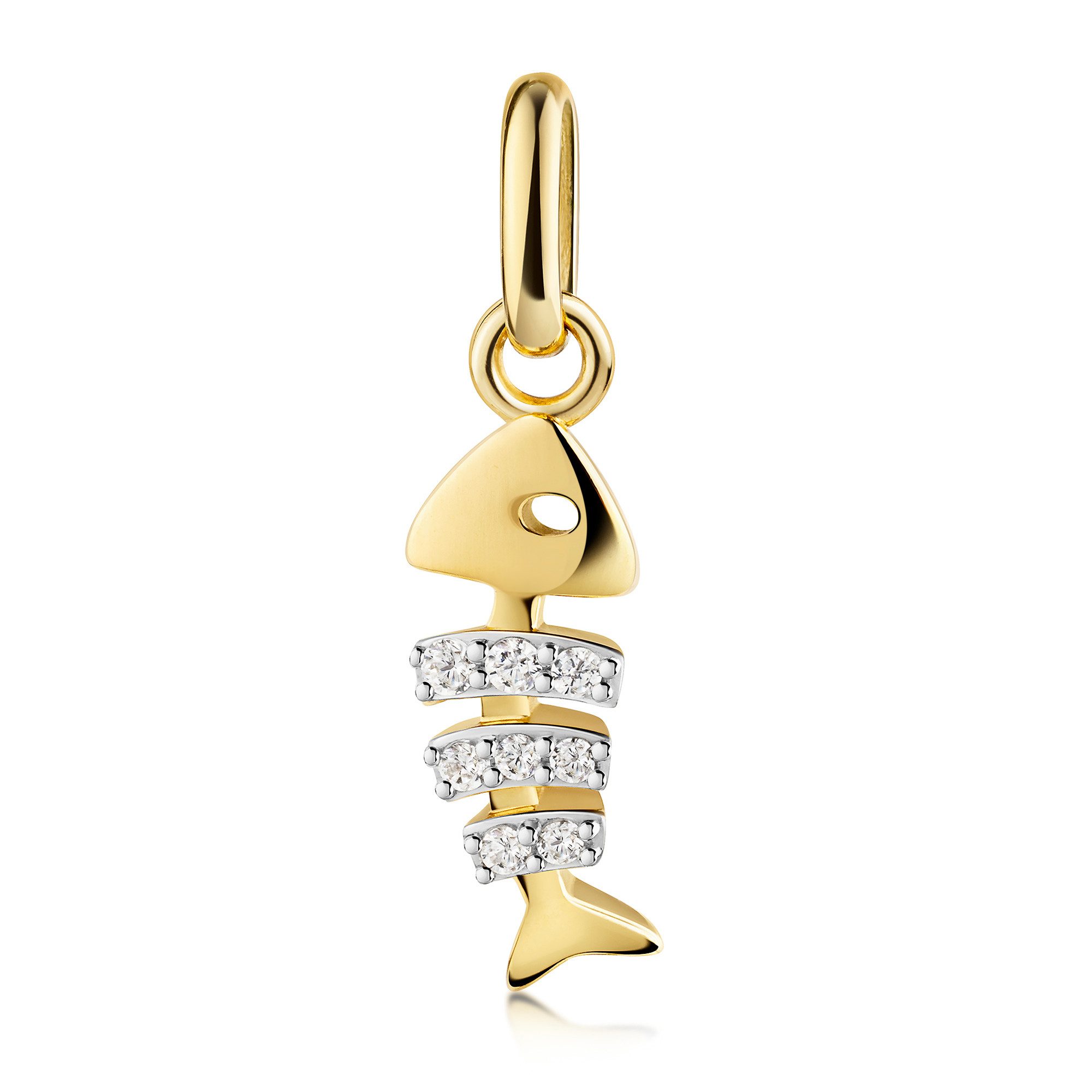 Firetti Kettenanhänger Schmuck Geschenk Gold 333 Halsschmuck Anhänger Fisch, mit Zirkonia (synth)
