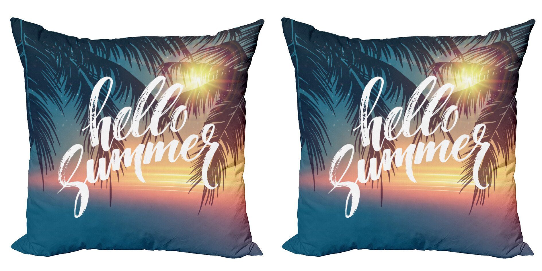 Kissenbezüge Modern Accent Doppelseitiger Digitaldruck, Abakuhaus (2 Stück), Palmenblätter Tropic Paradise Beach
