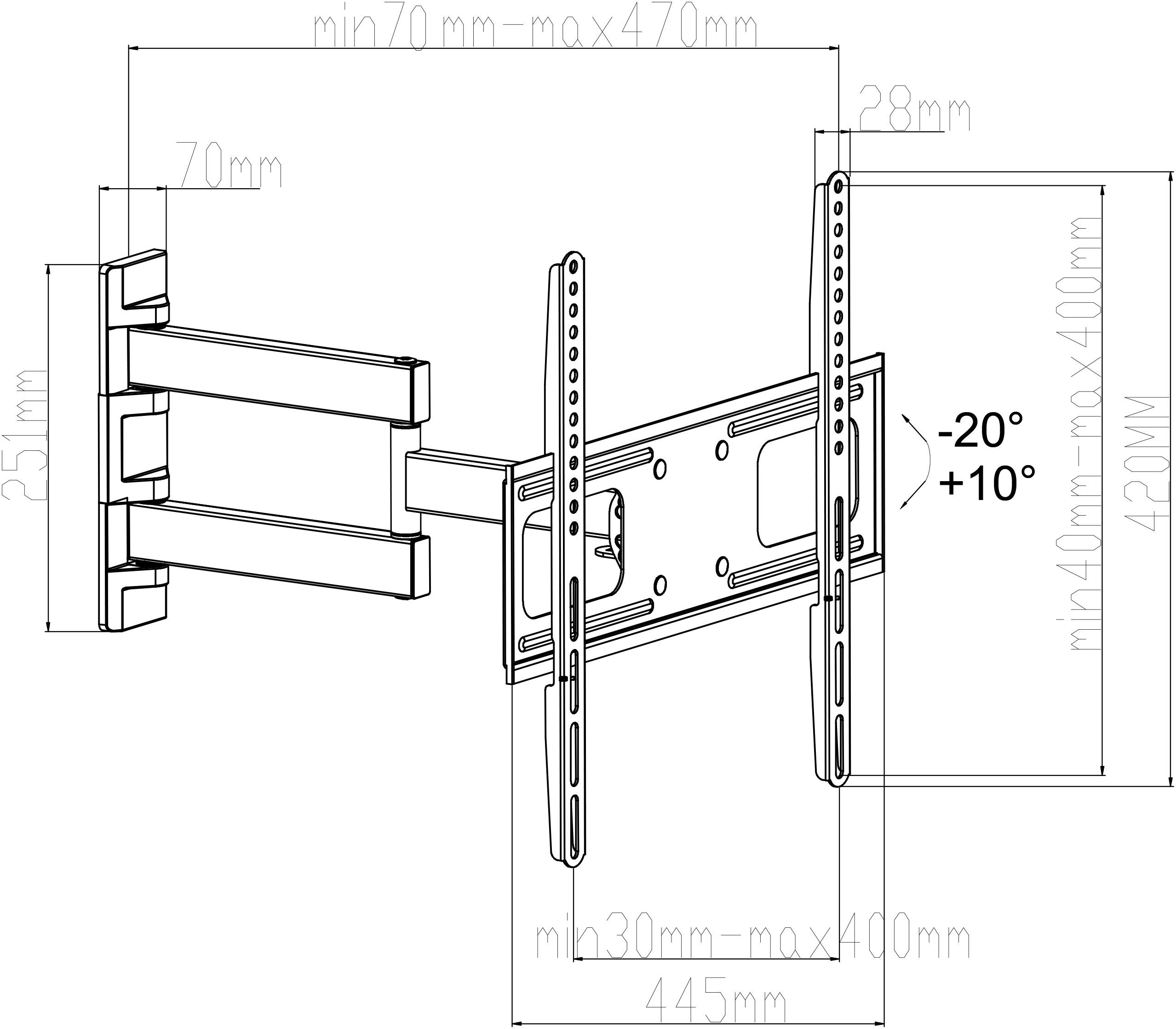 my wall TV-Wandhalterung H26-1WL, (bis 55 Zoll, Vollbeweglicher Wandhalter für LCD TV)