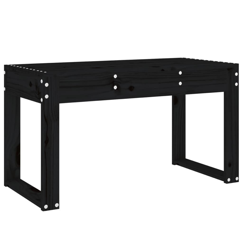furnicato Gartenbank aus massivem Kiefernholz 80 x 38 x 45 cm Schwarz, Stabile Sitzbank mit Latten-Design und Belastbarkeit bis zu 110 kg