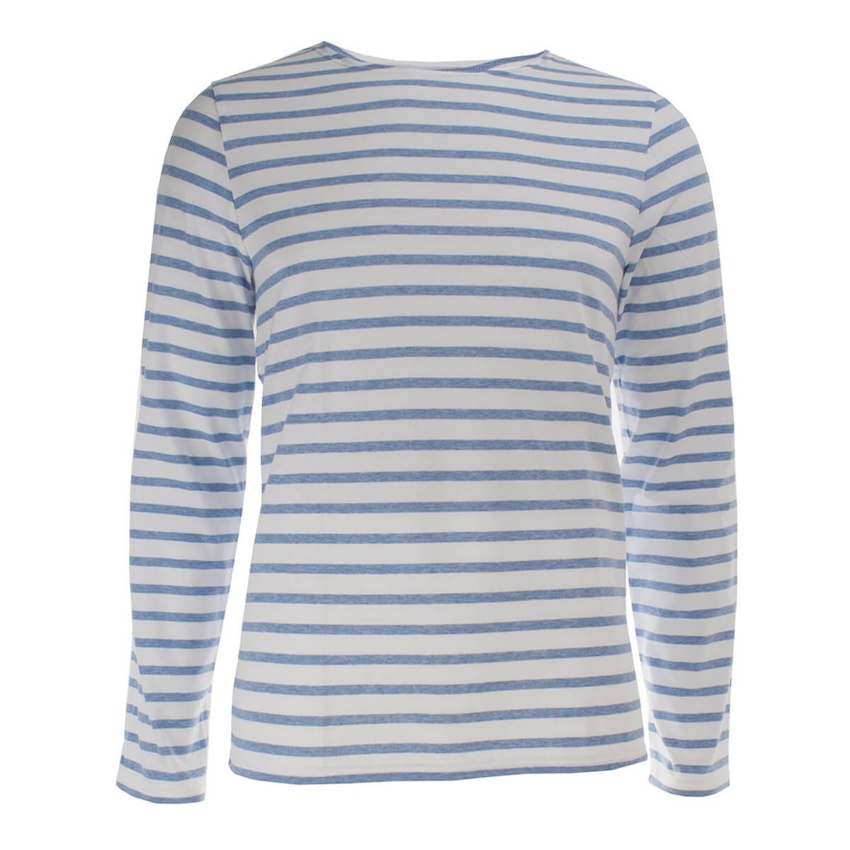 Saint James Unisex Shirt Baumwolle Minquiers mit Modern 9858 Streifen aus Neige/Denim(-N) Langarmshirt