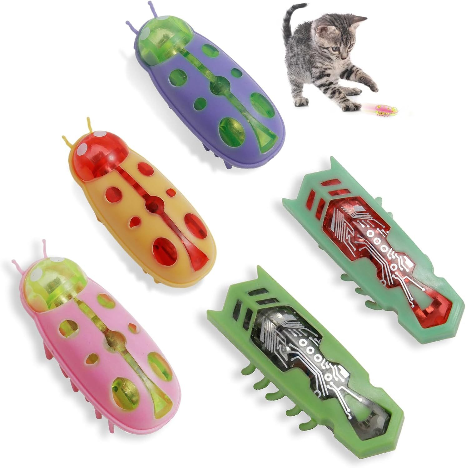 Mrilary Tierkuscheltier 5 Stück Mini Käfer Katzenspielzeug - Elektrisches Interaktives, (5-tlg)
