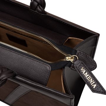 VAMENIA - Handmade in Germany Handtasche Handtasche aus braunem Veloursleder mit geflochtenen Henkeln -VESTA-
