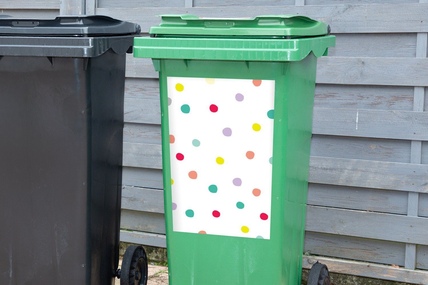 Illustration - St), Punkte Container, - Farbige Mülleimer-aufkleber, Hintergrund (1 Abfalbehälter Wandsticker MuchoWow Mülltonne, - Sticker, Kinder