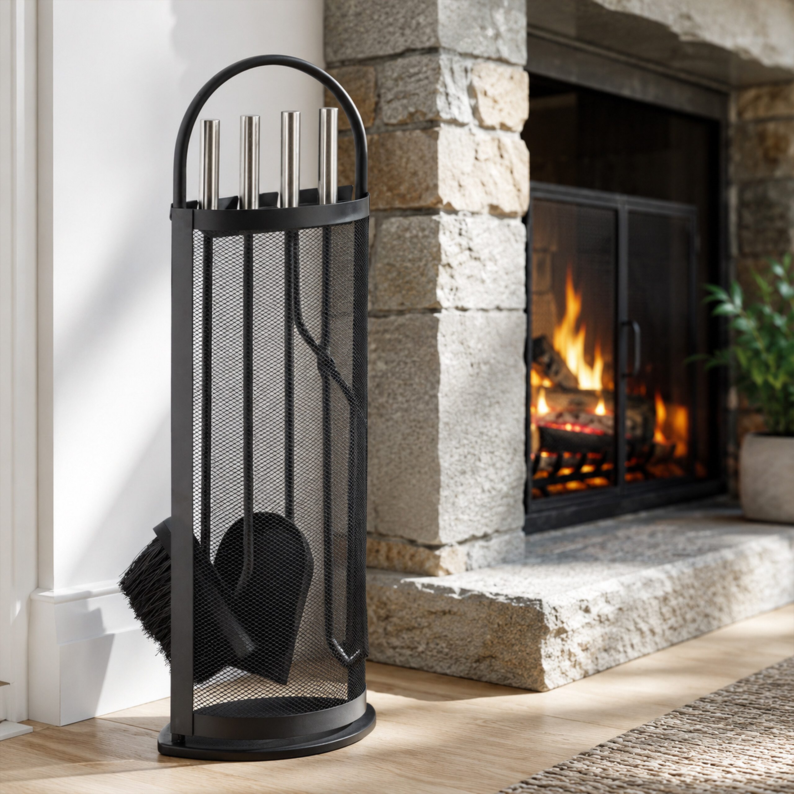 relaxdays Kamingarnitur Kaminbesteck modern 5 teilig, Ofenbesteck