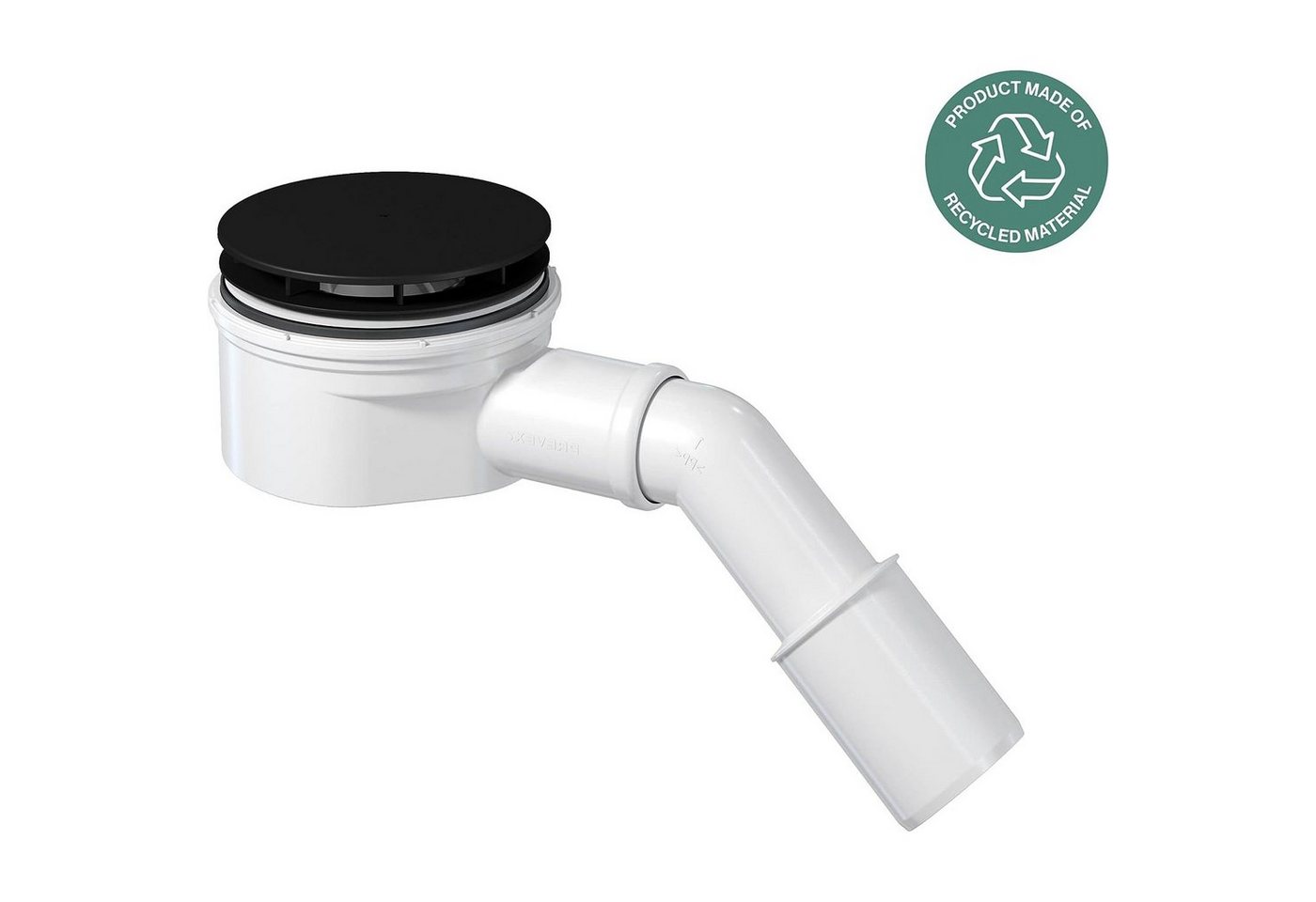 Thumbnail - Prevex Siphon SSL-D9L-004, (1-tlg), PREVEX Showerloc Ablaufgarnitur flach mit Siphon matt schwarz 90