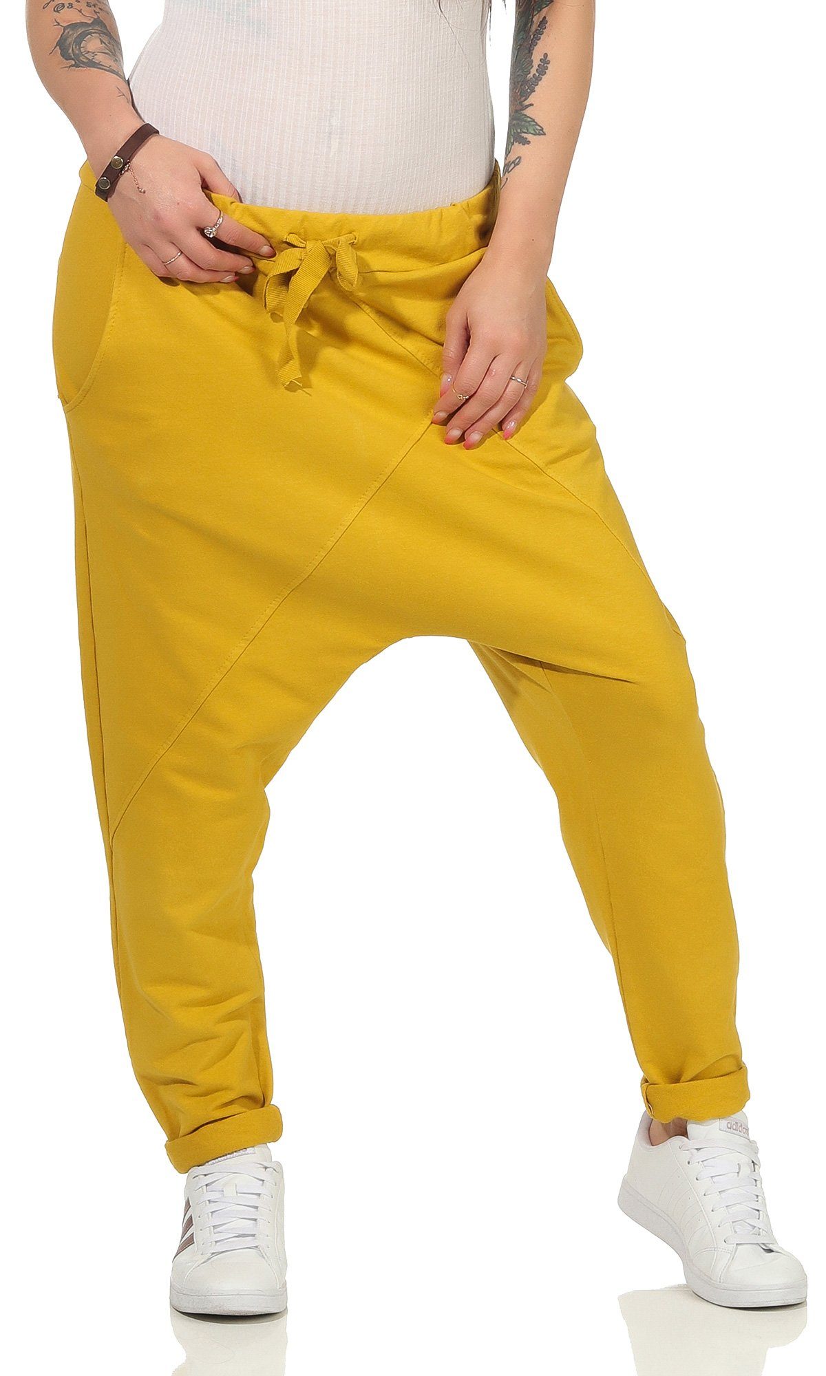 CLEO STYLE Jogginghose Damen Jogginghose 104 Gelb Elastikbund mit Tunnelzug, Unifarben
