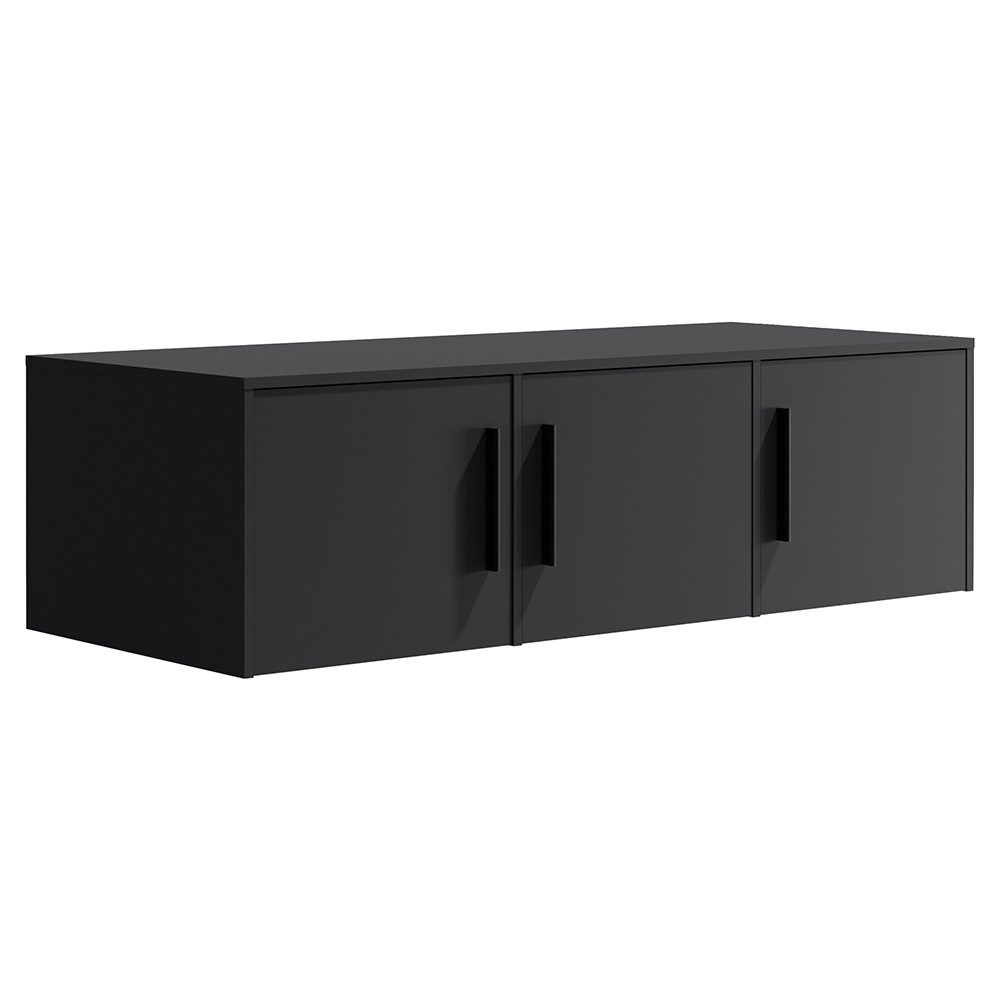 Lomadox Aufsatzschrank MOLLERUSA-132 für Kleiderschrank 150 cm breit, 3-türig, schwarz matt