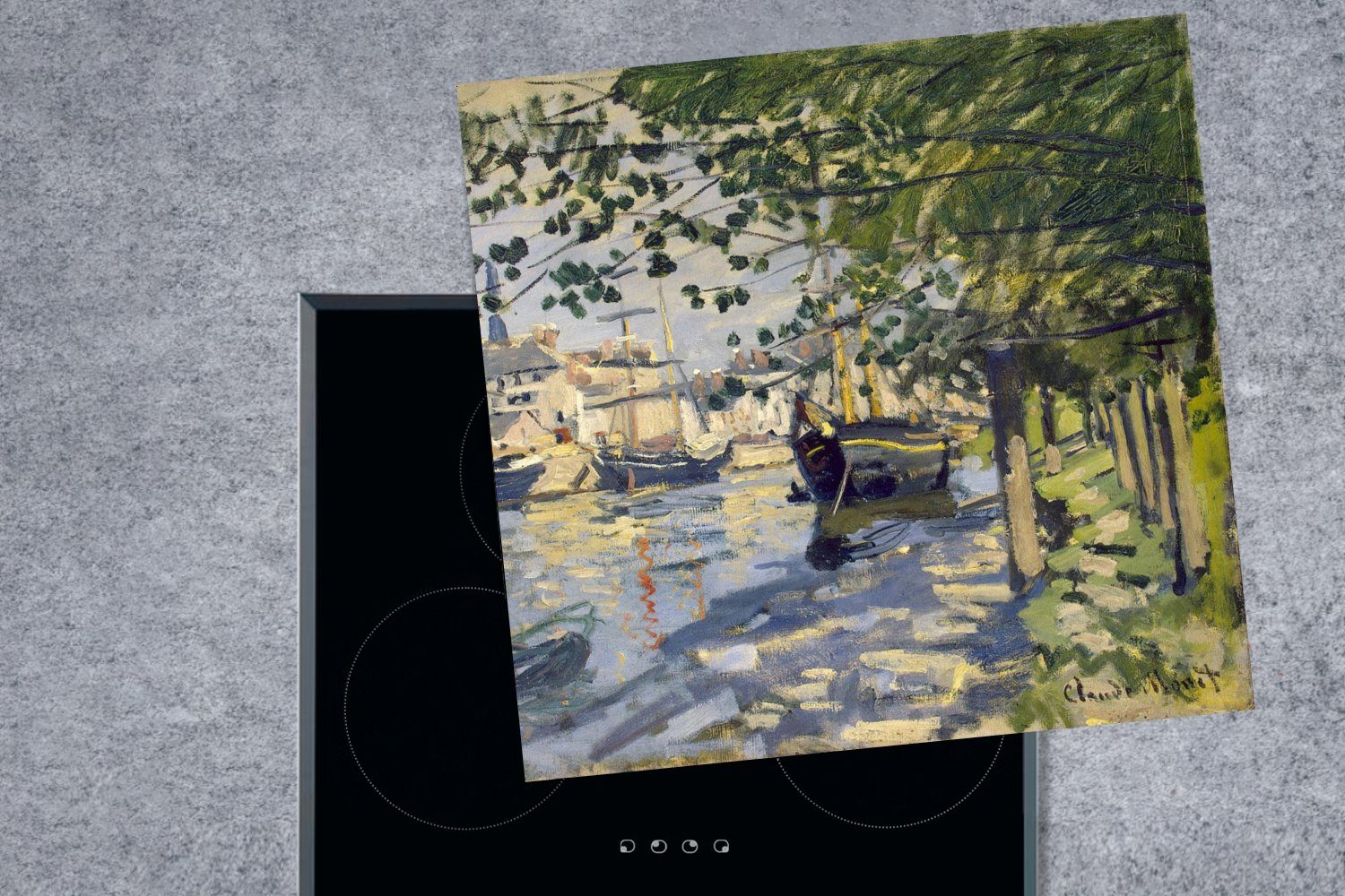 Ceranfeldabdeckung, Claude Rouen (1 - cm, Monet, Seine bei küche tlg), 78x78 Die Herdblende-/Abdeckplatte Vinyl, Arbeitsplatte für MuchoWow