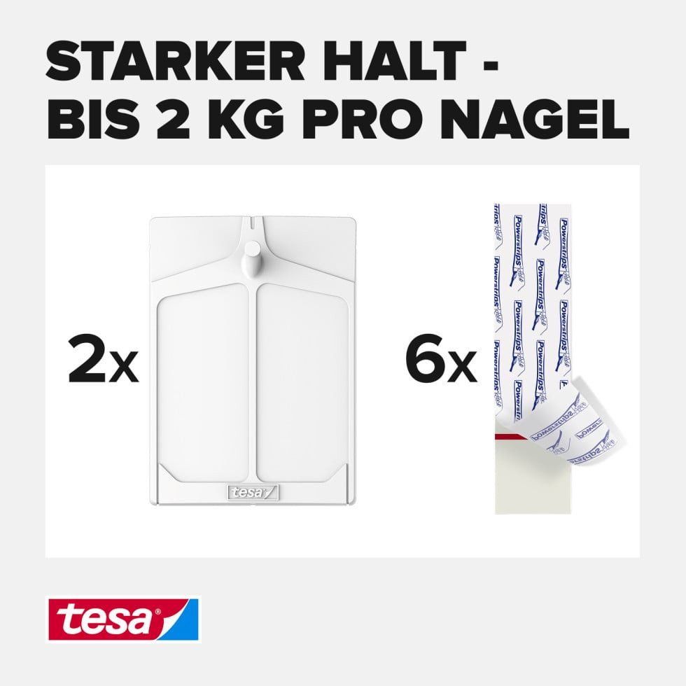 tesa Klebehaken tesa Klebenagel Traglast 2 kg, 2 Stück