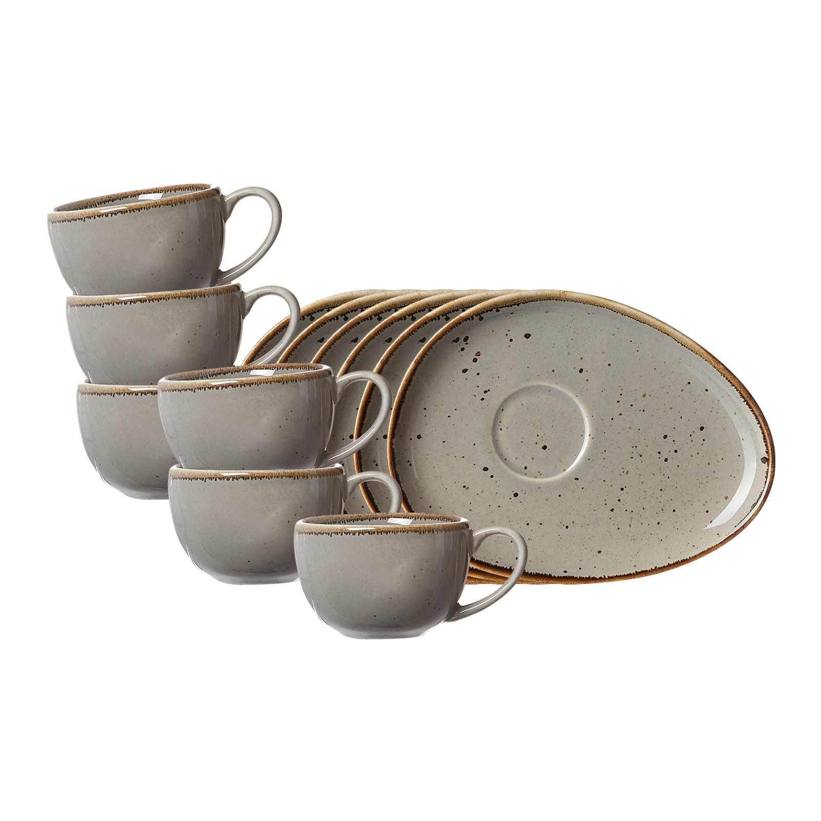 Ritzenhoff & Breker Tasse Taste Espressotassen mit Untertassen 95 ml 6er Set, 12-tlg., Porzellan