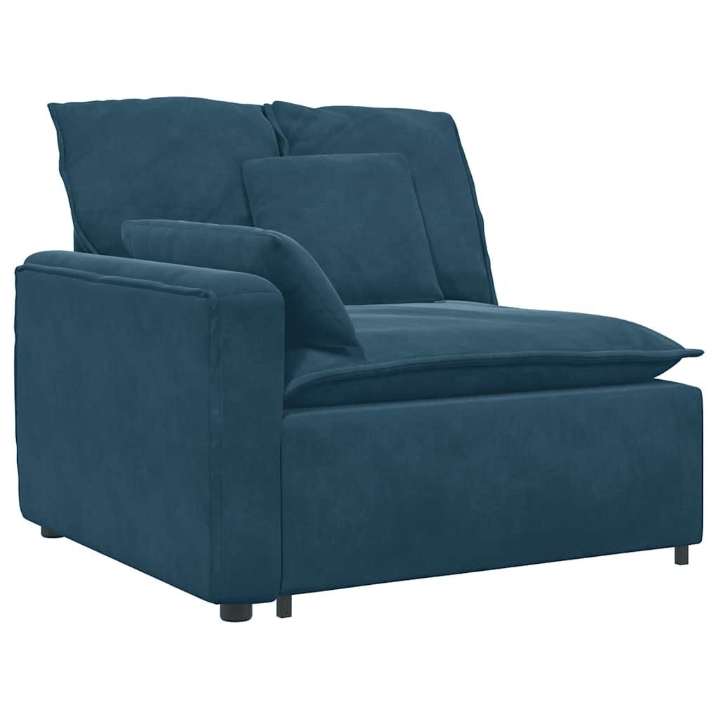 vidaXL Sofaelement Modulares Sofa Endmodul mit Armlehne Kissen Blau 100 cm