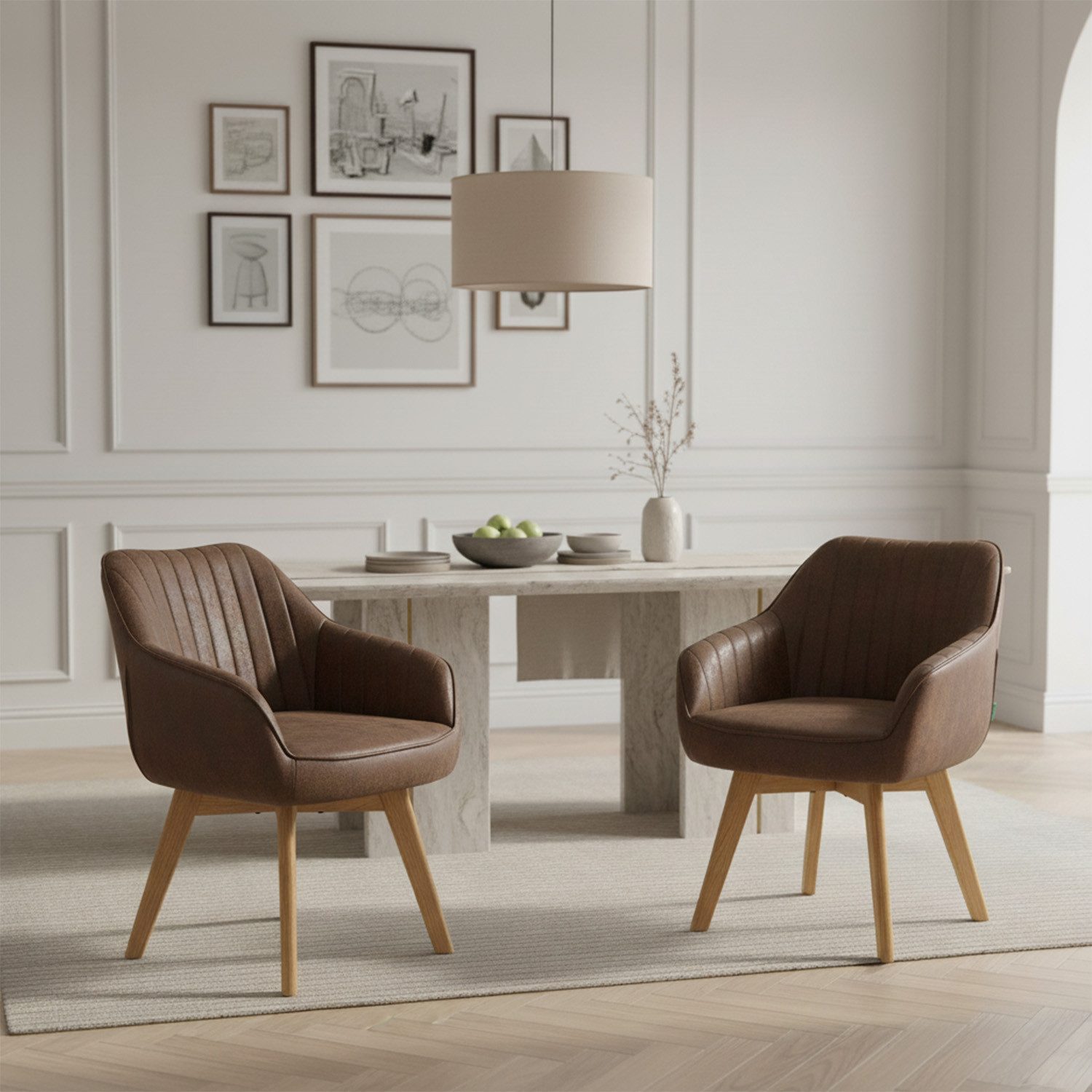 DUBI Möbel Polsterstuhl Mika-Finn 2er-Set, Federkern, Eiche geölt, 360° dre günstig online kaufen